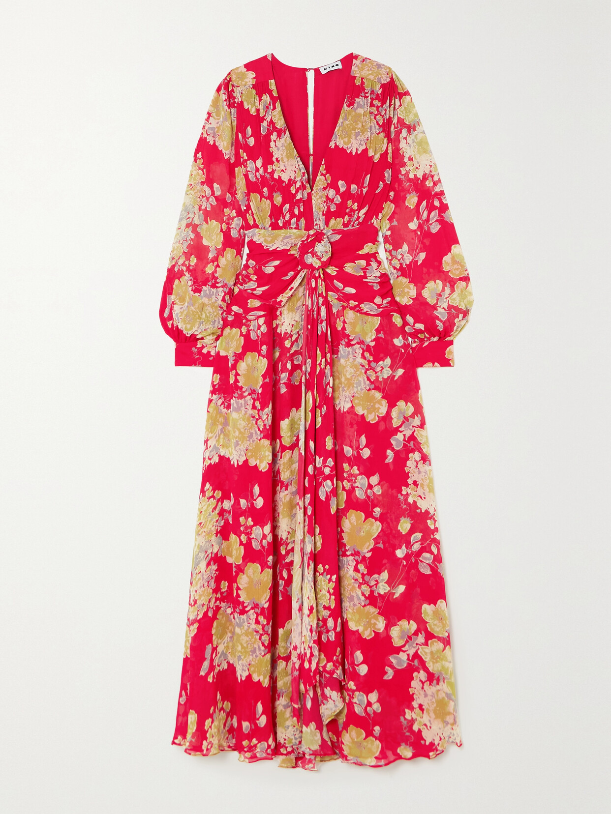 RIXO Meera Gathered Floral-print Crepon Maxi Dress