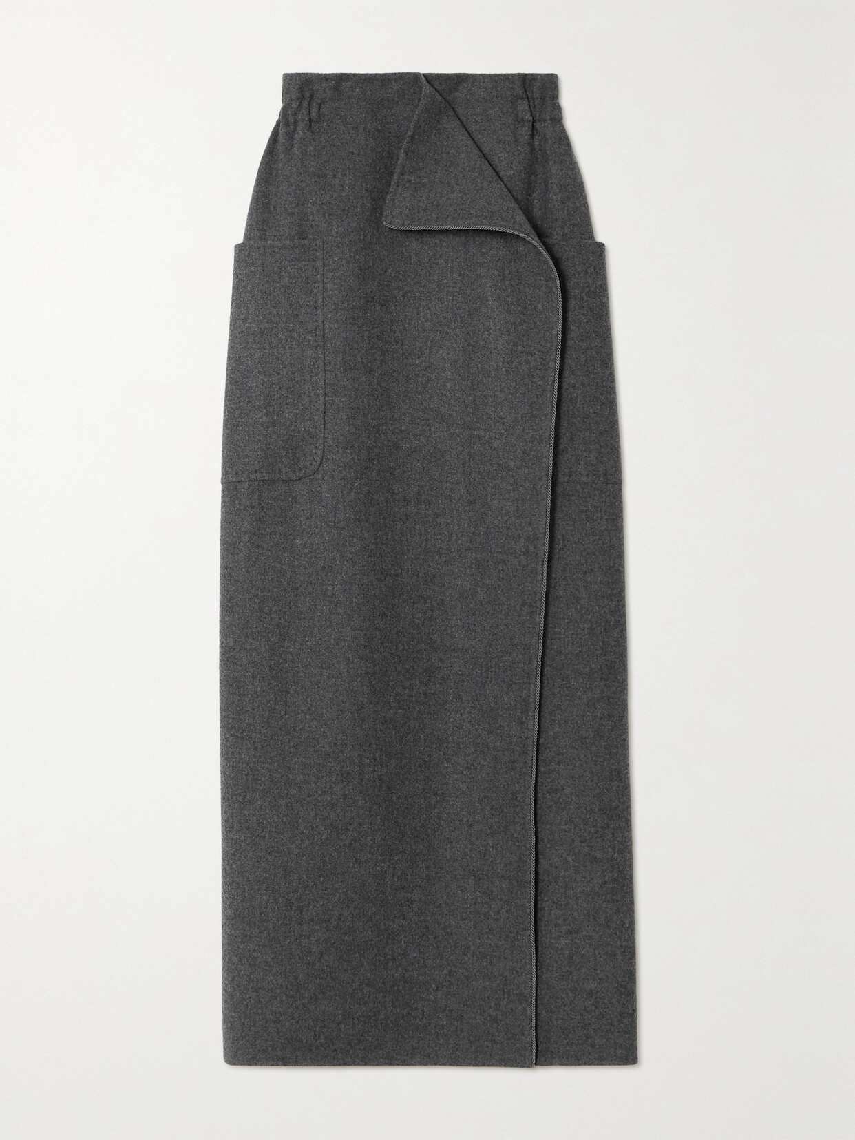 Max Mara Messina Wrap-effect Wool And Cashmere-blend Maxi Skirt In Grigio