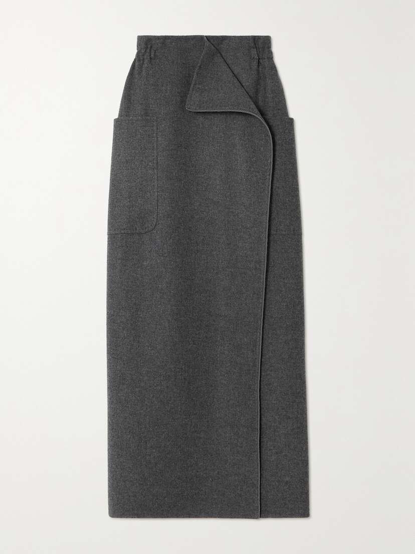 Max Mara Messina Wrap-effect Wool And Cashmere-blend Maxi Skirt - UK 14