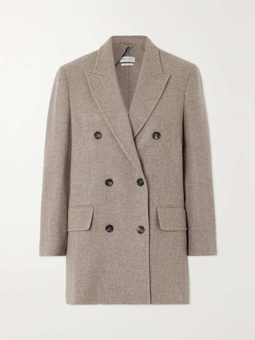 Max Mara Belinda Double-breasted Wool And Cashmere-blend Blazer - UK 14