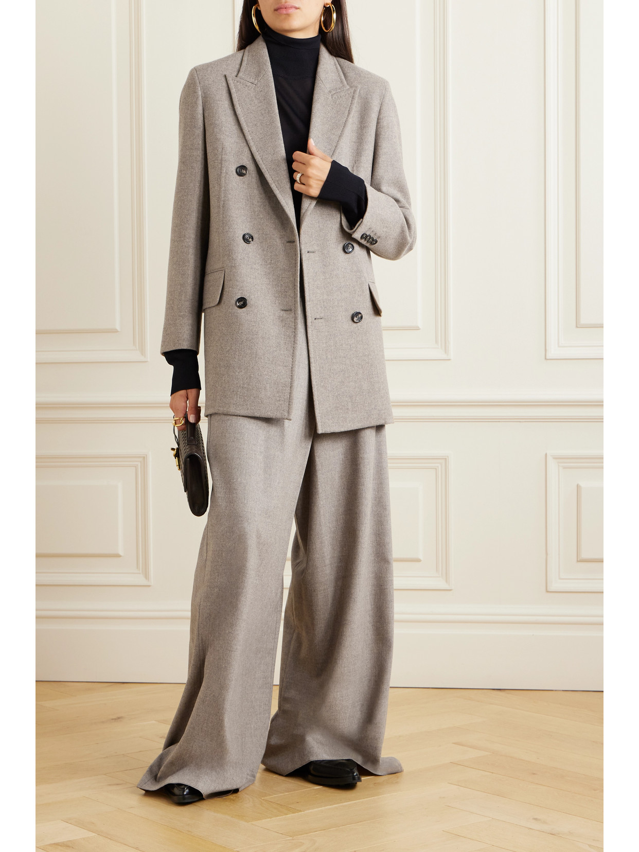 Shop Max Mara Belinda Double-breasted Wool And Cashmere-blend Blazer In Neutrals