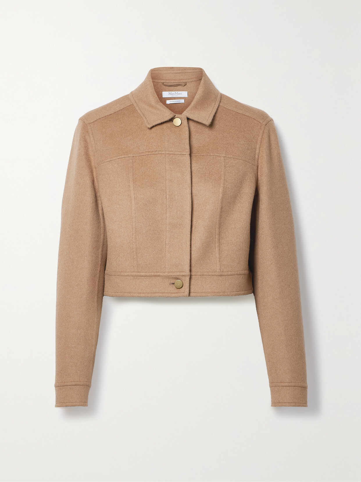 Max Mara - Foglia Cropped Camel Wool-felt Jacket - Brown