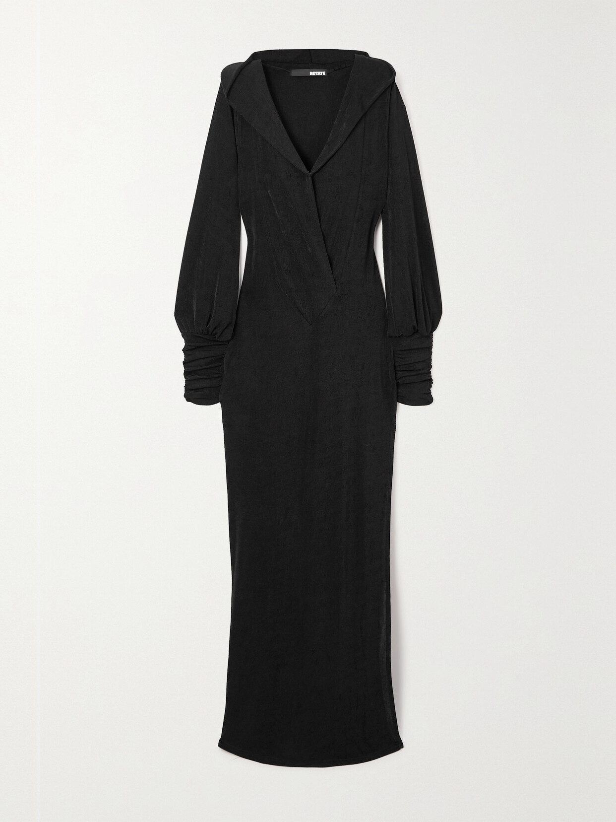 ROTATE Birger Christensen - Deviana Hooded Stretch Recycled-jersey Maxi Dress - Black