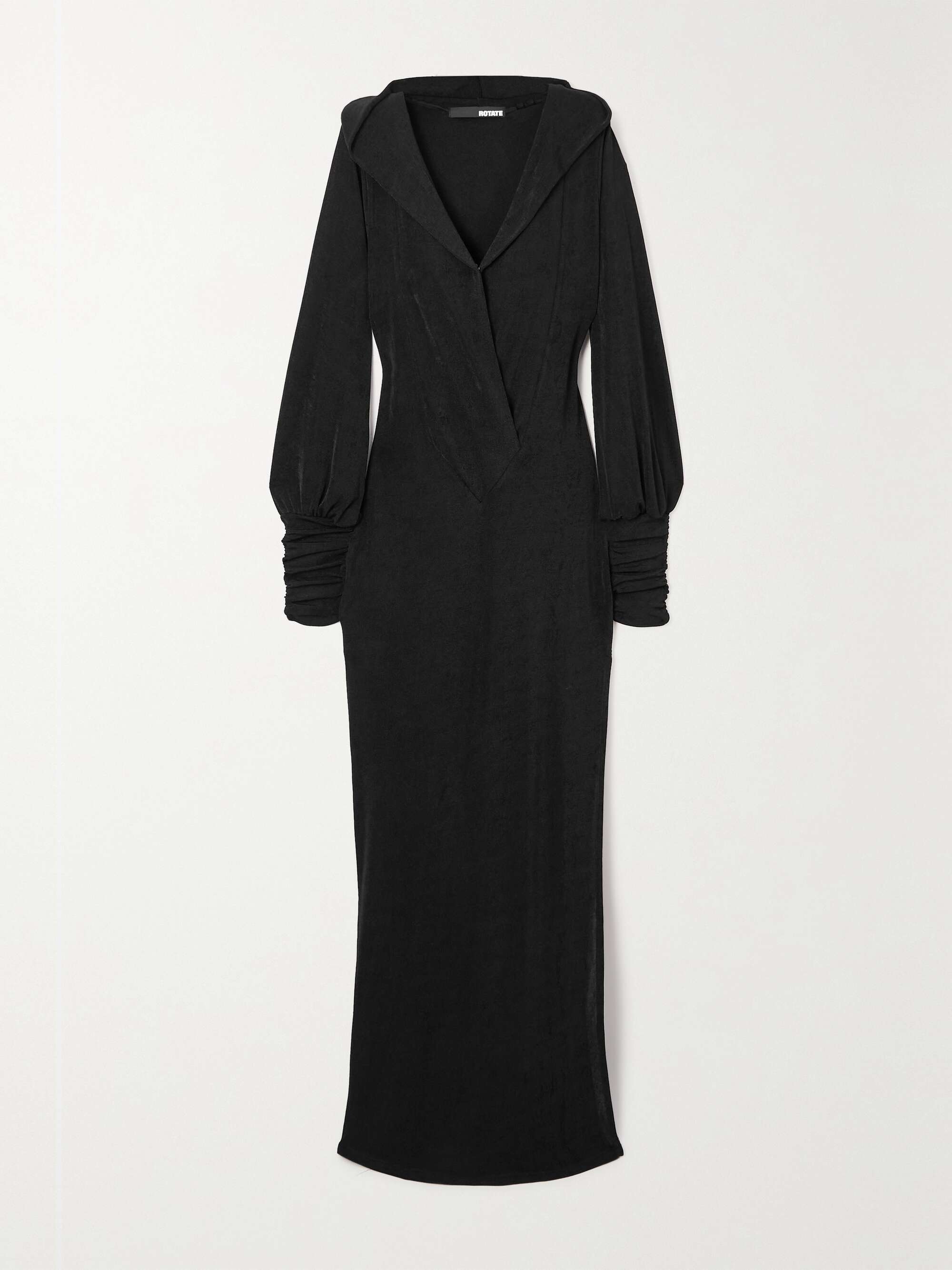 ROTATE Slinky Maxi Hooded Dress - Black