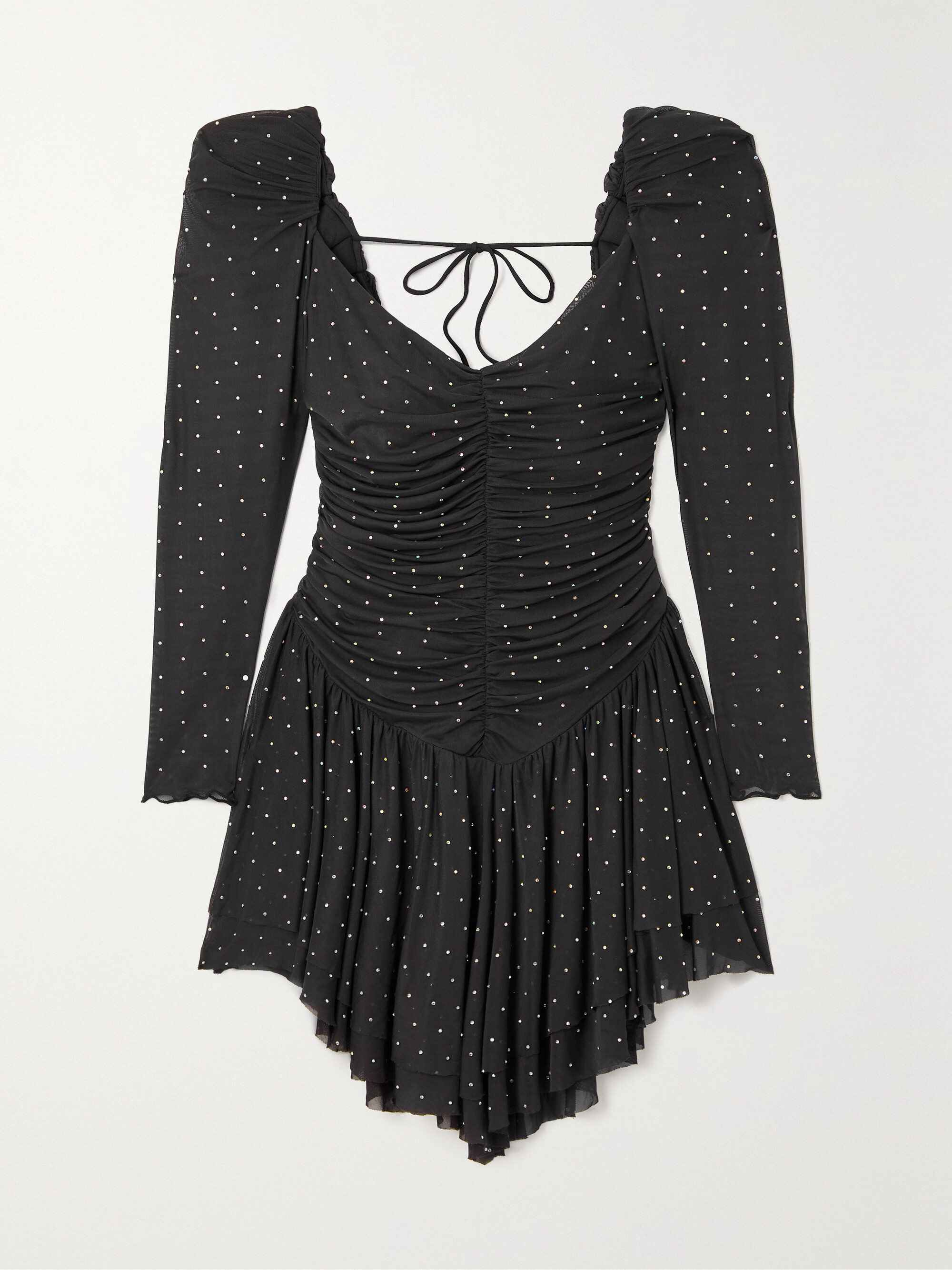 ROTATE Birger Christensen + NET SUSTAIN Sabina asymmetric embellished stretch recycled-mesh mini dress thumbnail