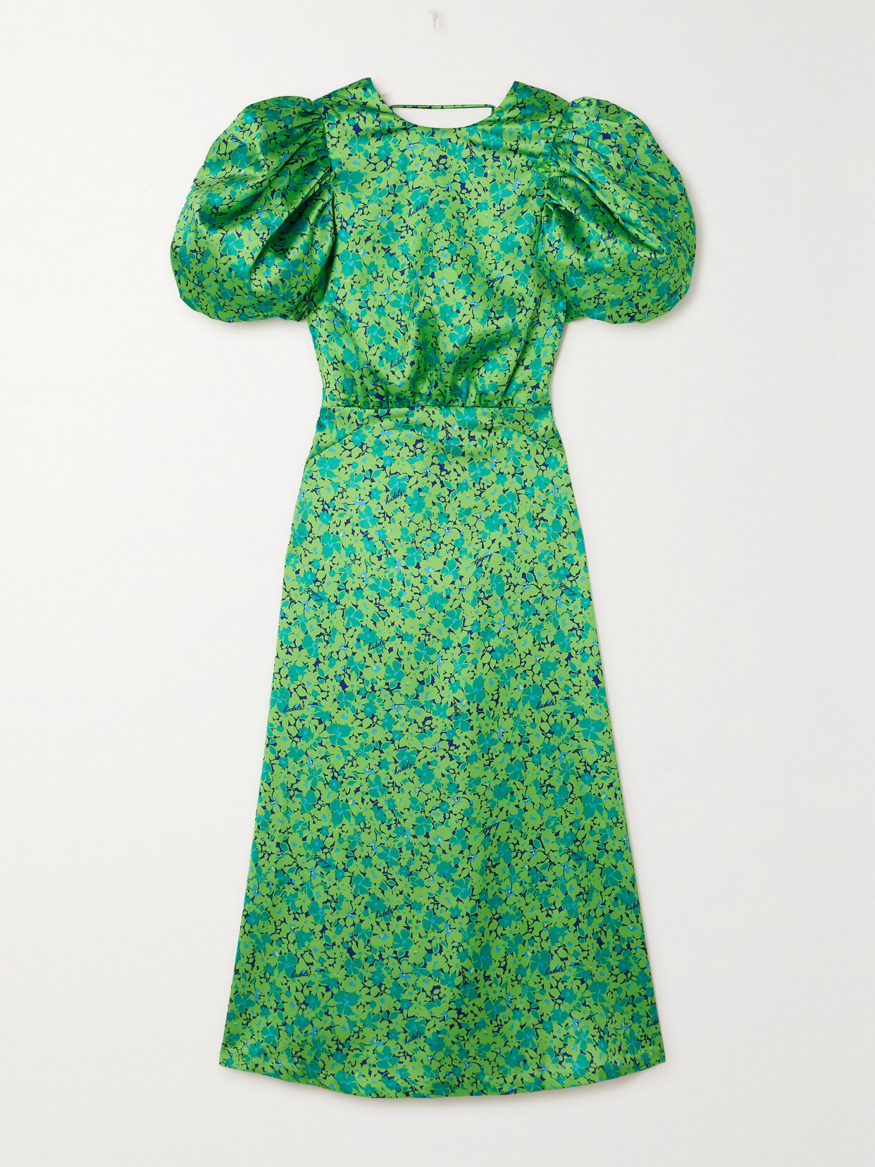 ROTATE Birger Christensen - Open-back Floral-print Recycled-satin Midi Dress - Green