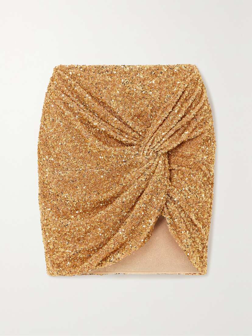 Self-Portrait Twist-front Sequined Crepe Mini Skirt - UK 4