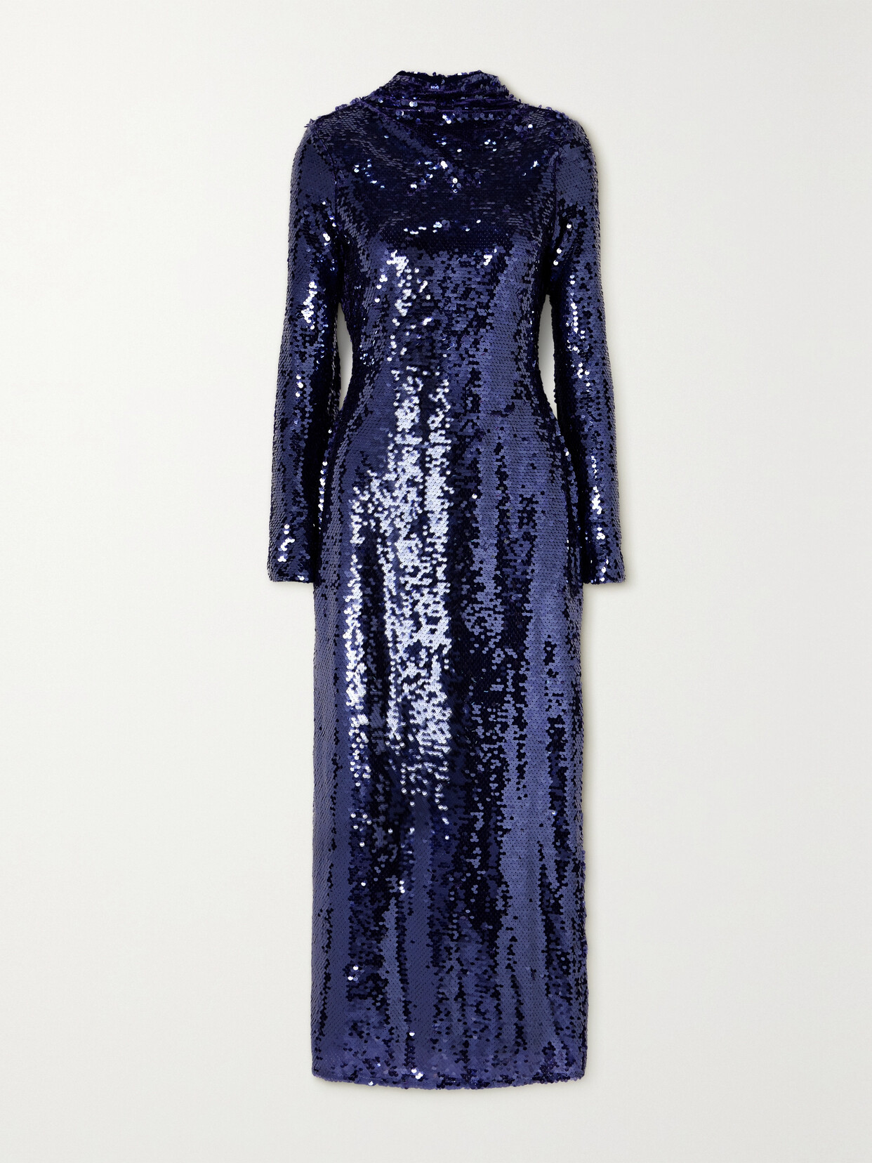 Self-Portrait - Open-back Sequined Mesh Midi Dress - Blue