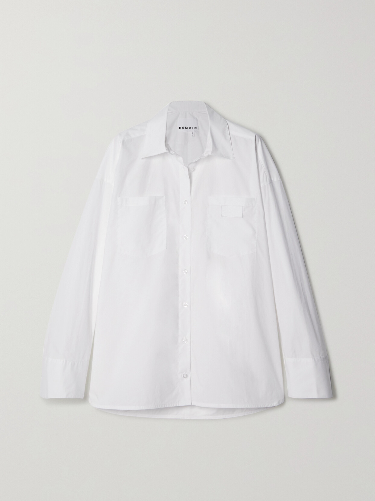 REMAIN Birger Christensen - Nalia Oversized Appliquéd Organic Cotton-poplin Shirt - White