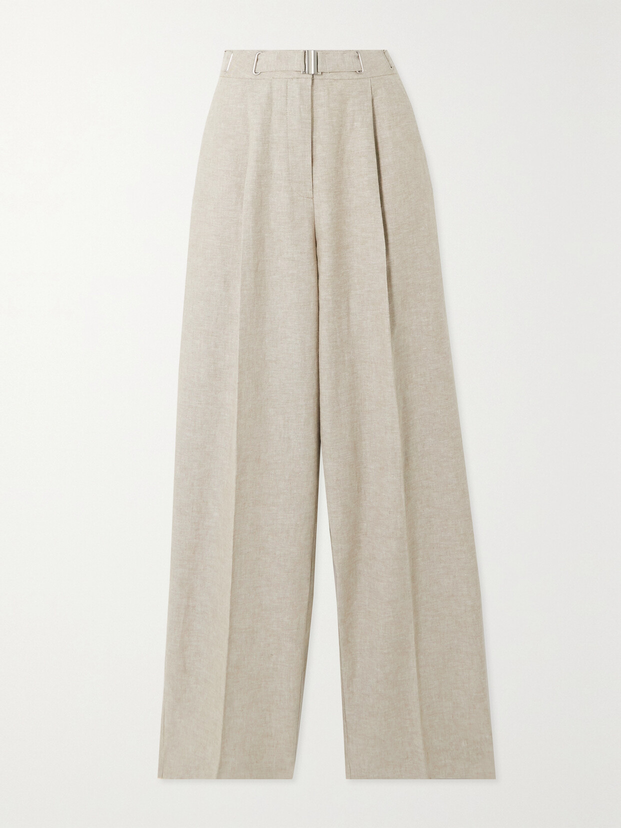 REMAIN BIRGER CHRISTENSEN SOLINA BELTED PLEATED LINEN AND COTTON-BLEND WIDE-LEG PANTS