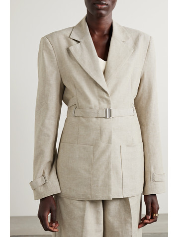 REMAIN BIRGER CHRISTENSEN Bana belted linen and organic cotton-blend twill blazer