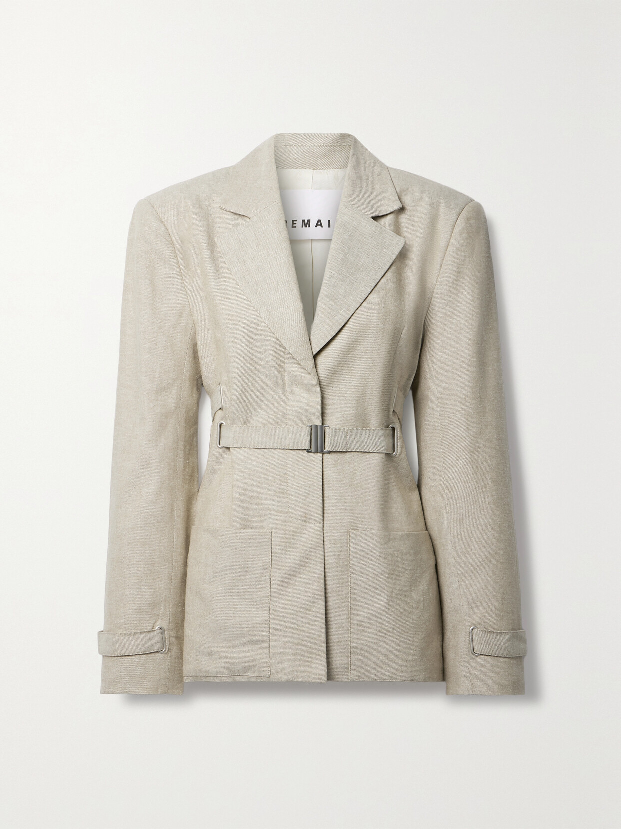 REMAIN Birger Christensen - Bana Belted Linen And Organic Cotton-blend Twill Blazer - Neutrals