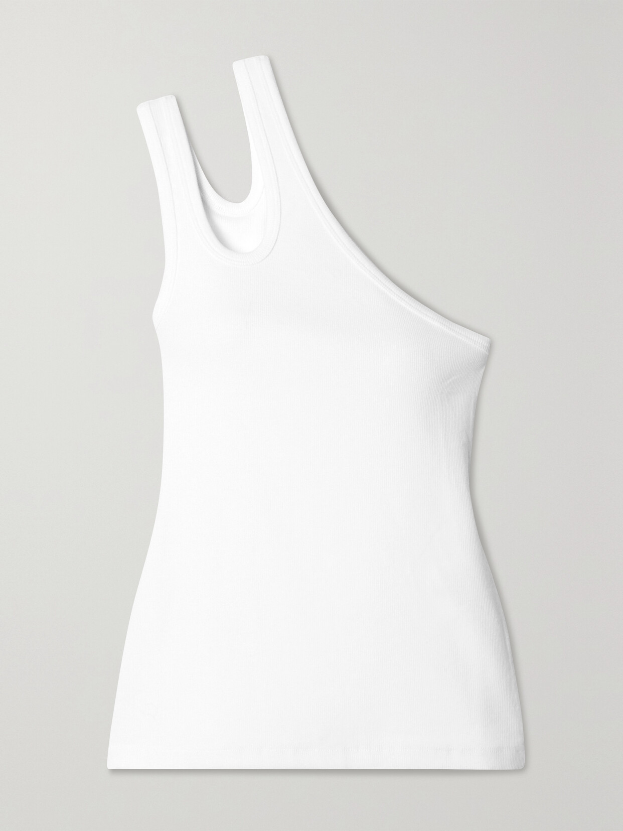 REMAIN Birger Christensen - Toya One-shoulder Ribbed Stretch Organic Cotton-jersey Tank - White