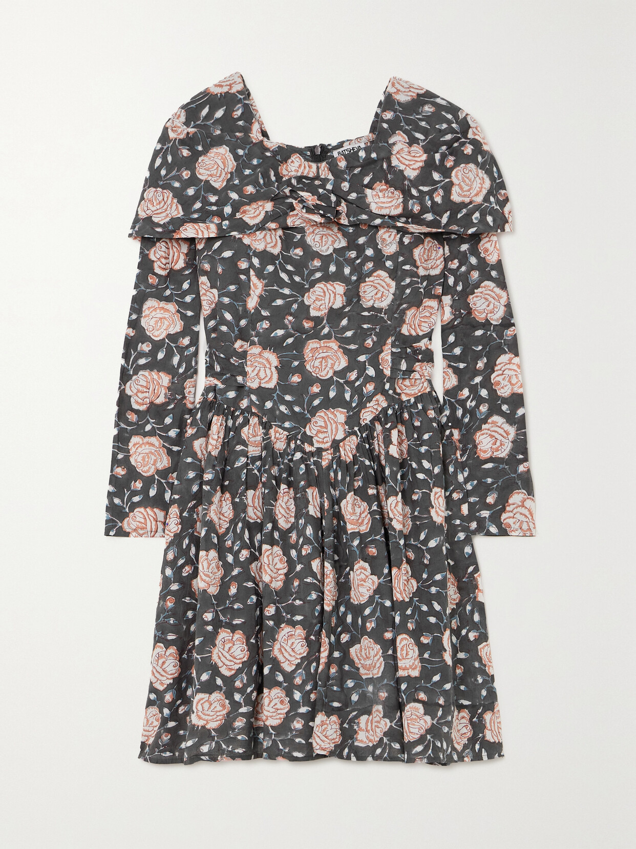 Batsheva Salt Appliquéd Floral-print Cotton-poplin Mini Dress - Multi