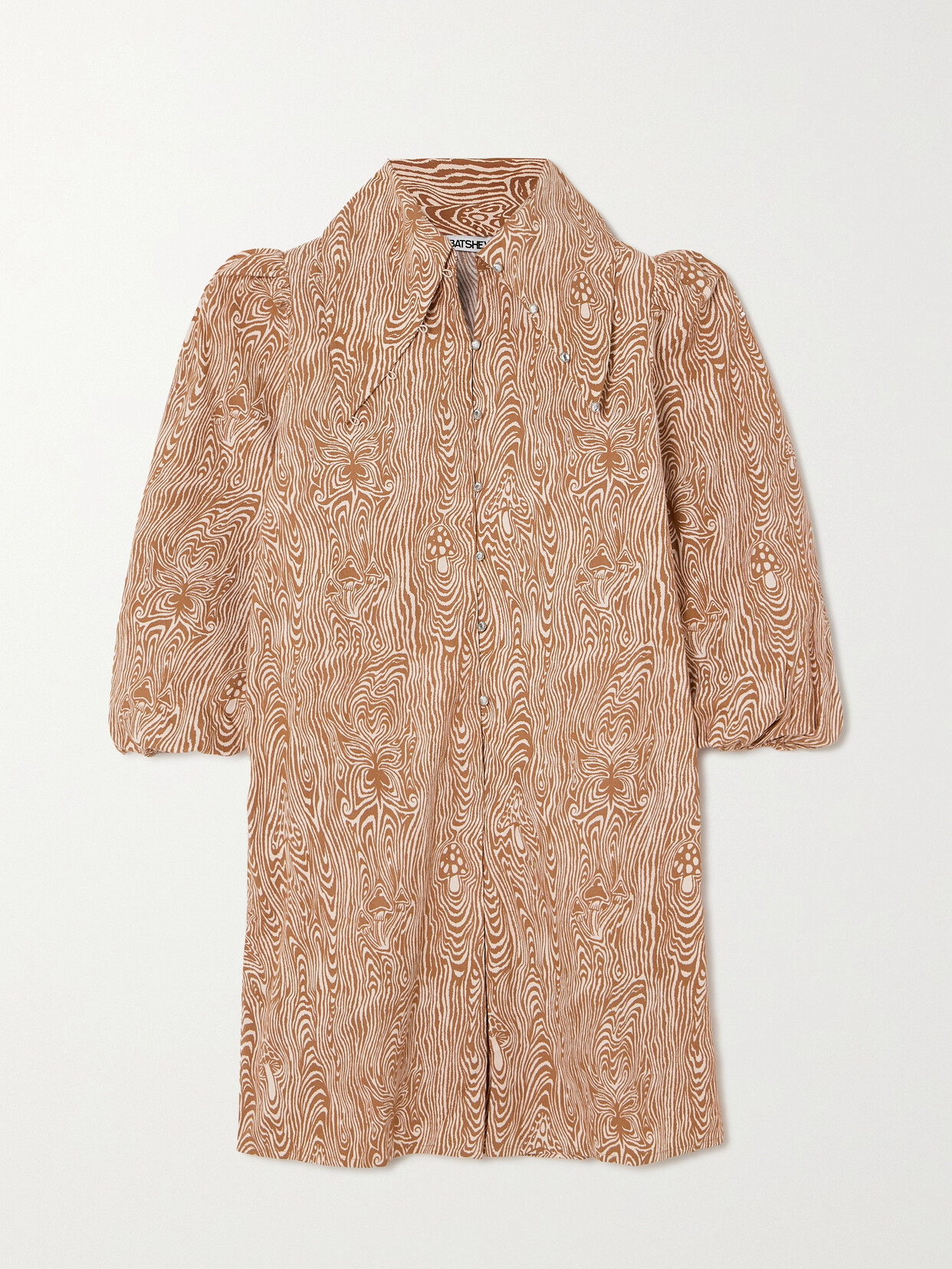 Batsheva - Robin Embellished Printed Cotton-poplin Mini Dress - Brown