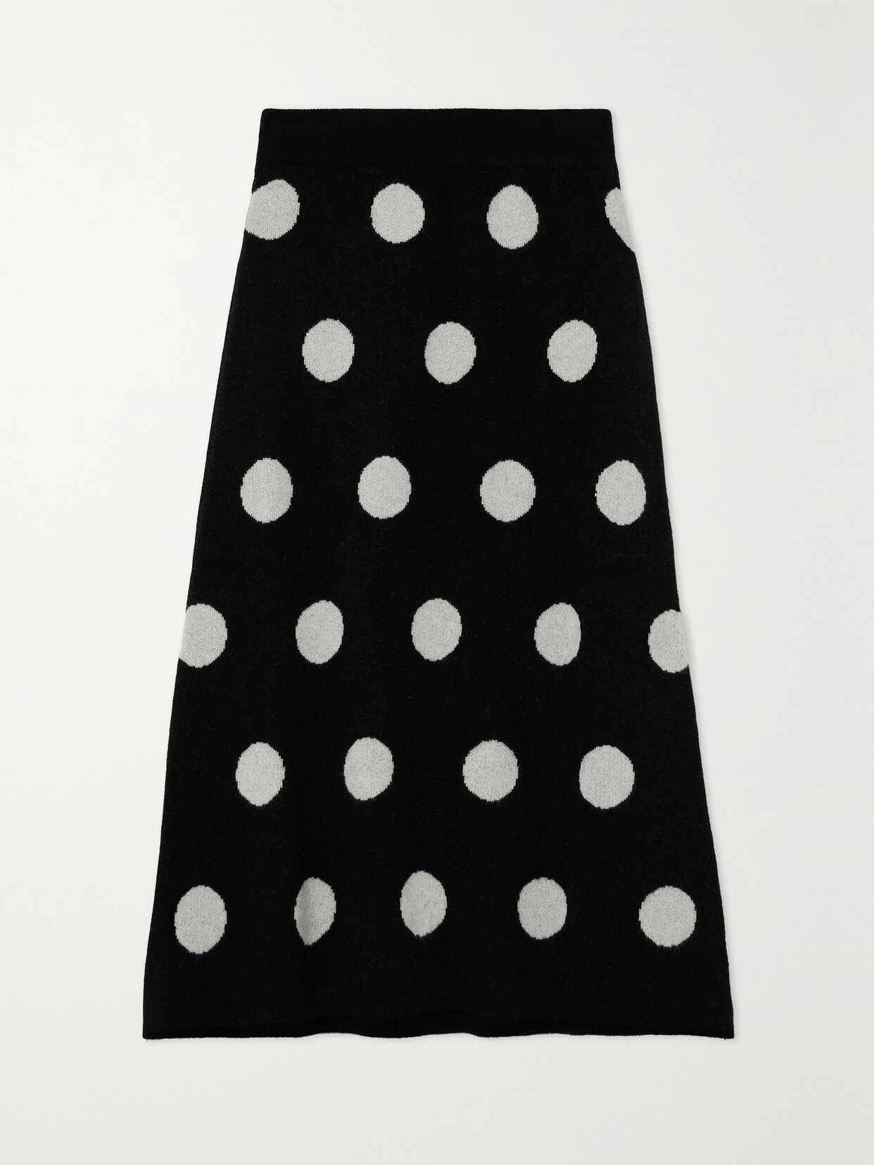 Batsheva - Saga Polka-dot Merino Wool And Cashmere-blend Midi Skirt - Black