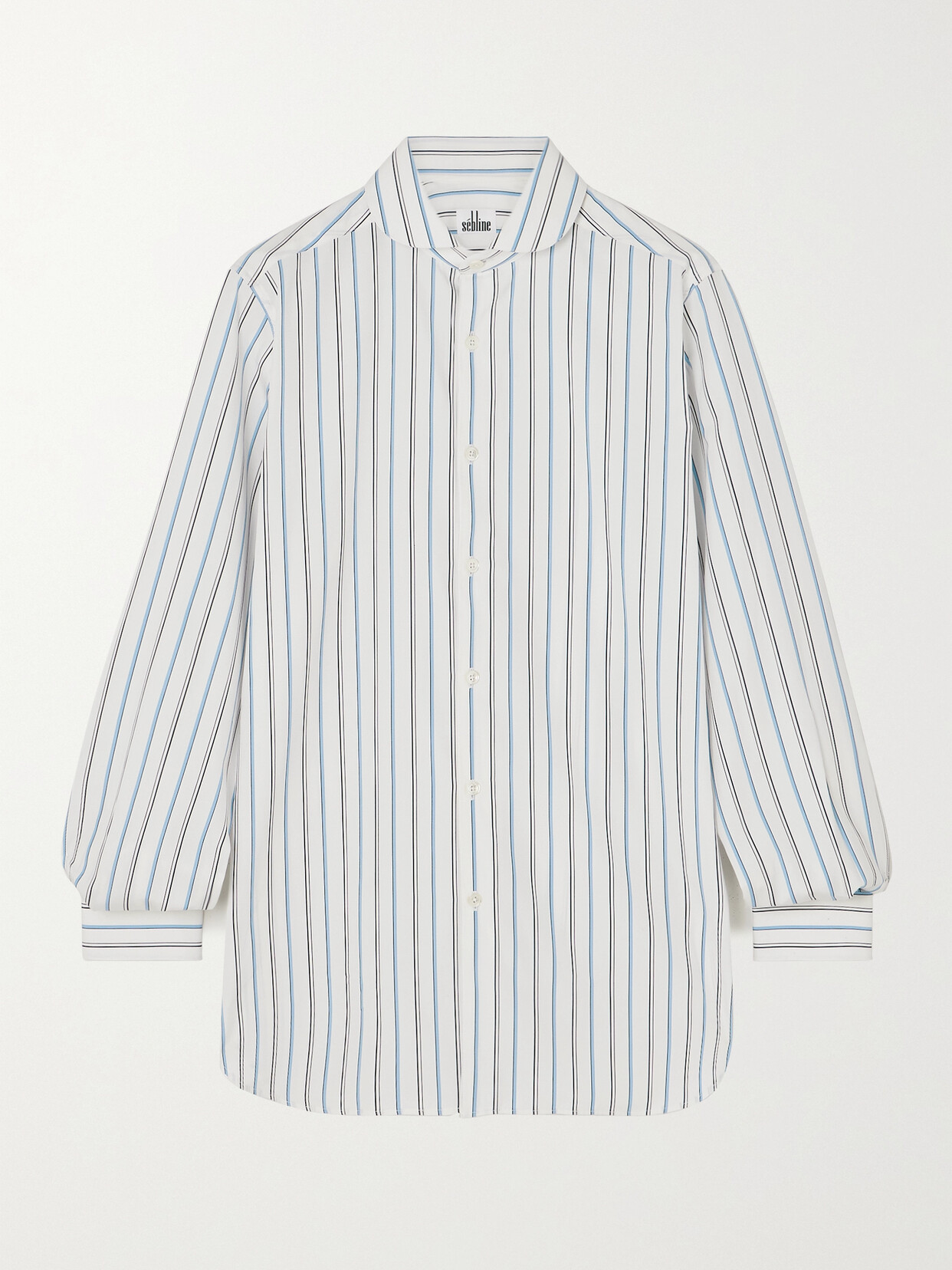Sebline Chemise De Garçon Striped Cotton-poplin Shirt - Green