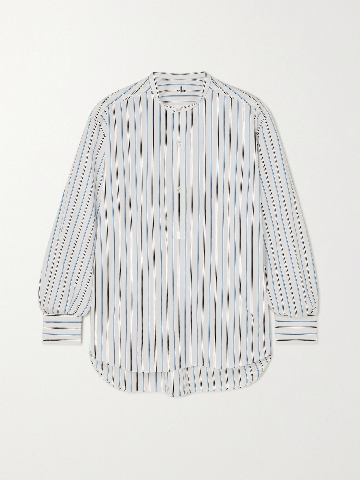 Sebline Striped Cotton-poplin Shirt - Blue