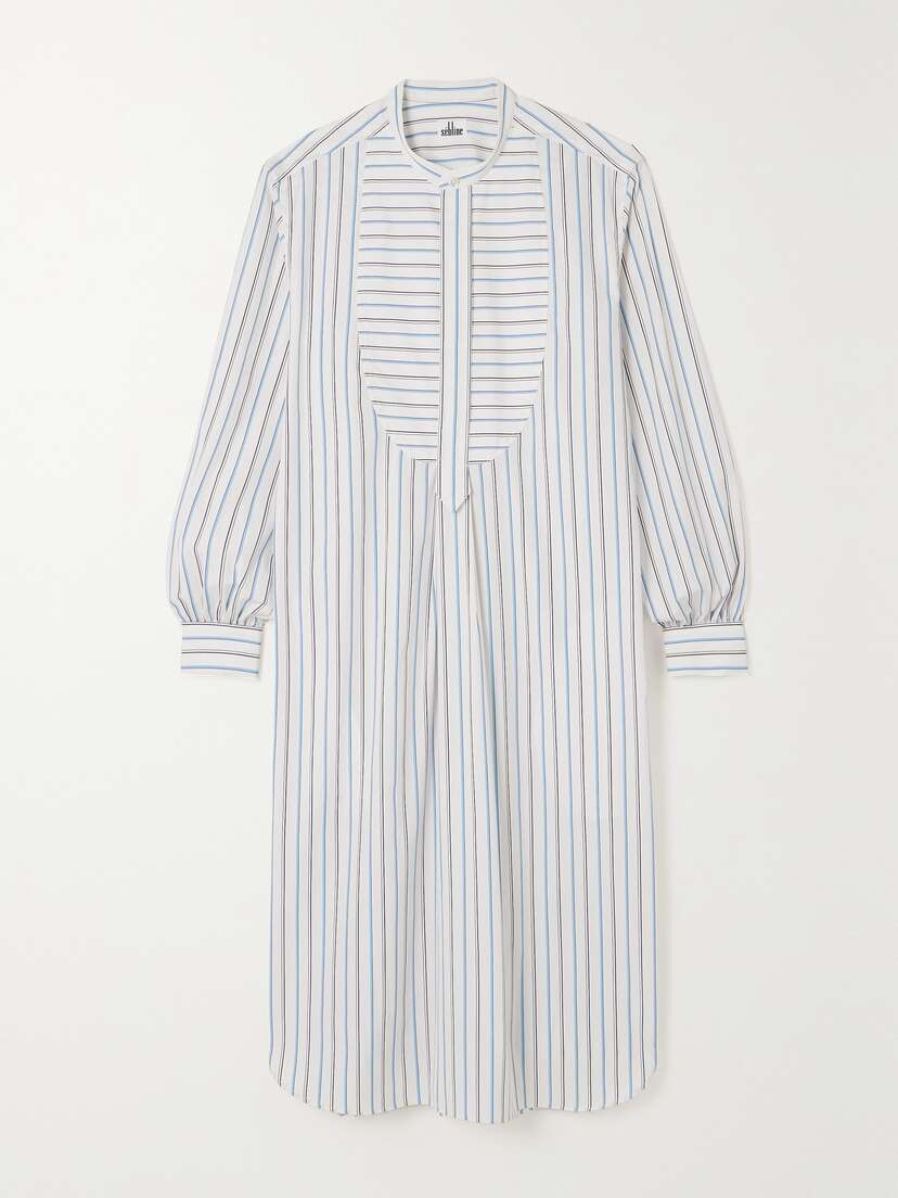 Sebline Painter's Smock Striped Cotton-poplin Midi Dress - x large
