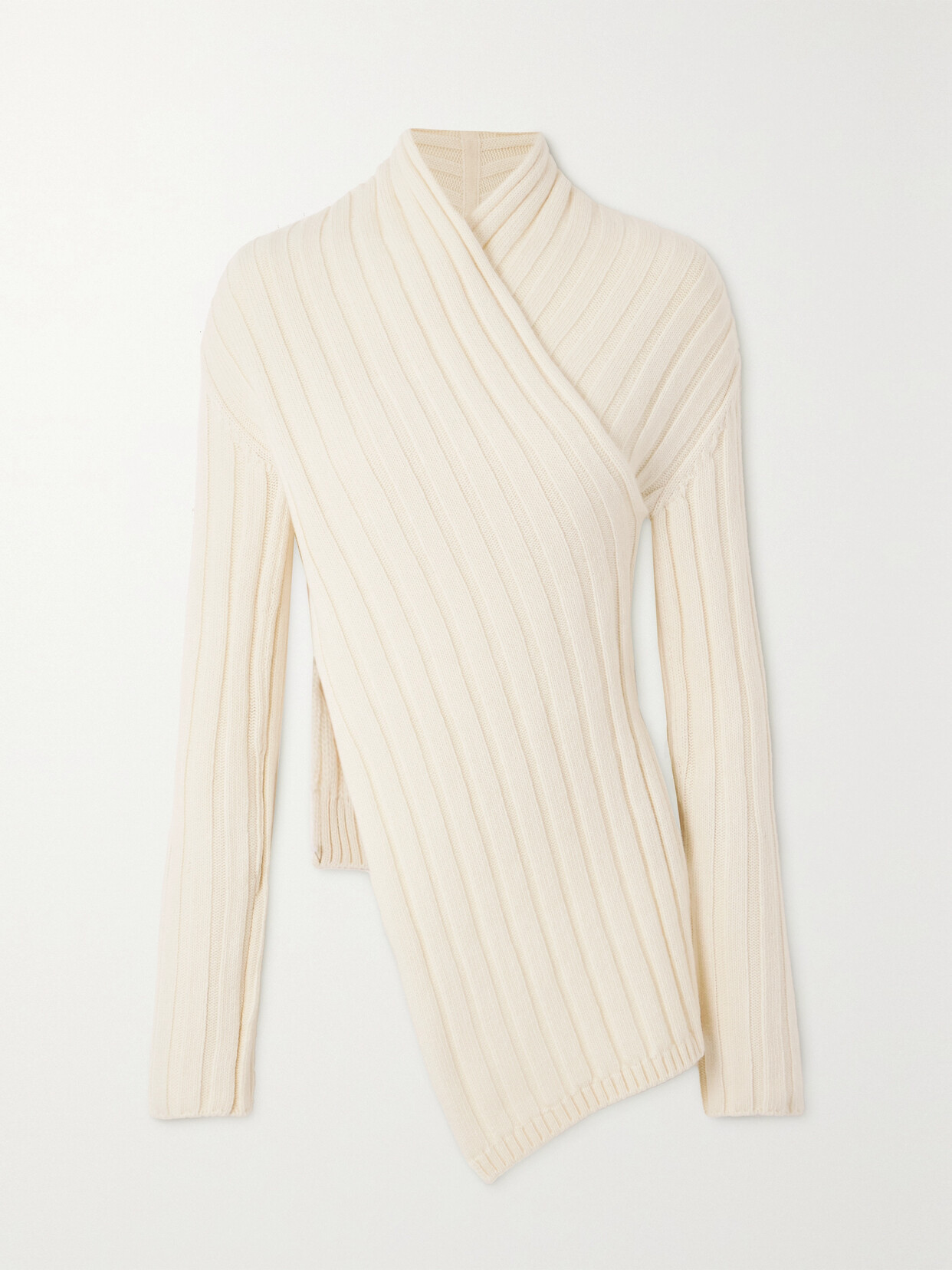 Gauchere Asymmetric Ribbed Wool Sweater - Off-white