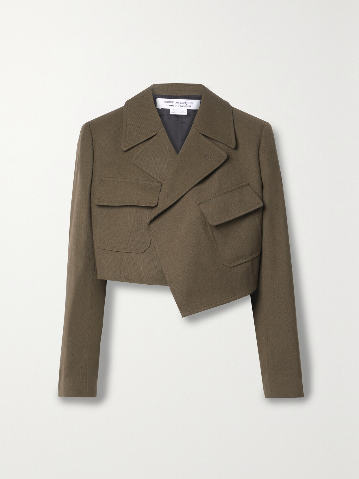 Comme des Garçons Comme des Garçons - Cropped Asymmetric Wool-twill Blazer - Green