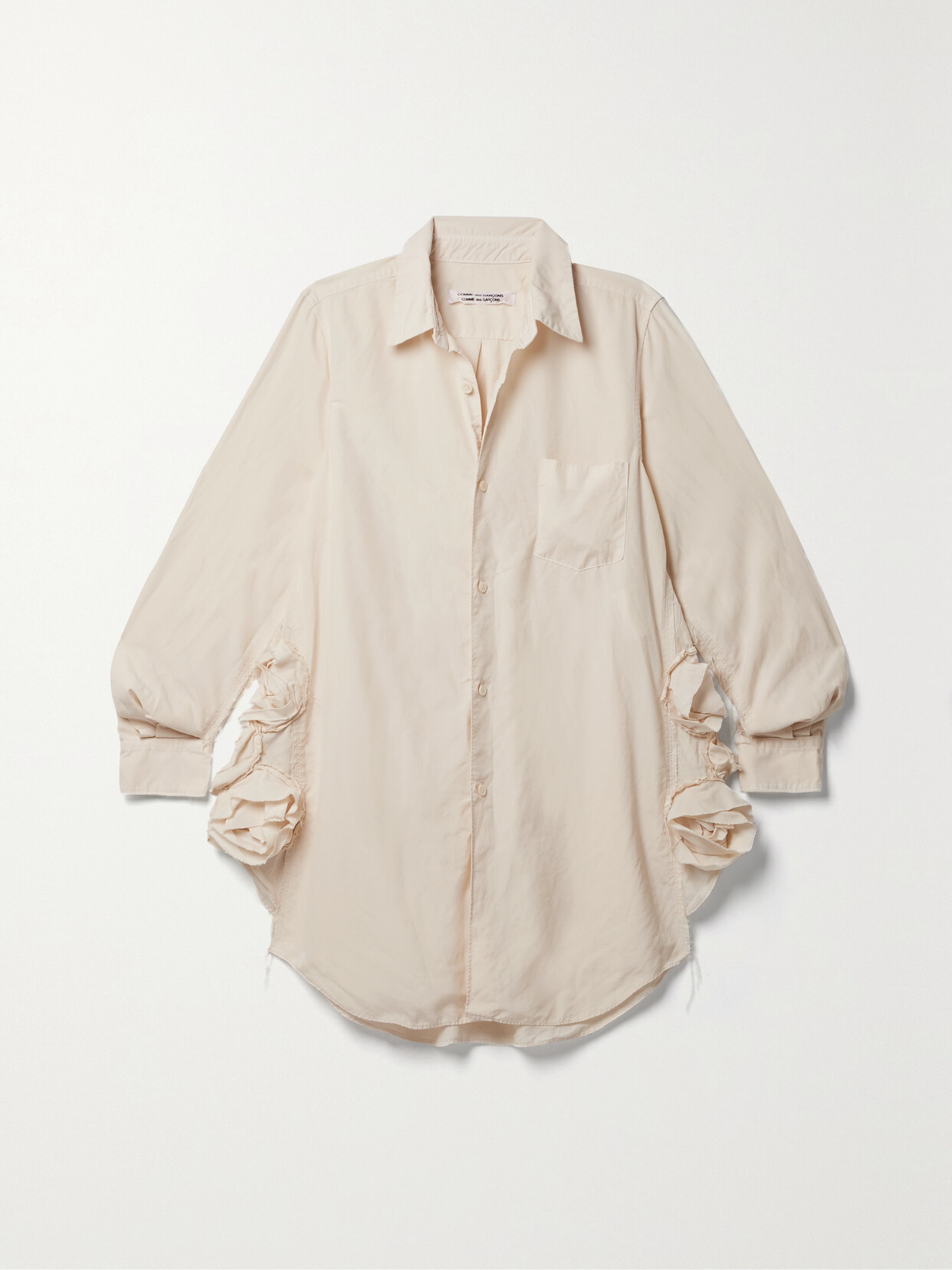 Comme des Garçons Comme des Garçons - Frayed Embellished Voile Shirt - Neutrals