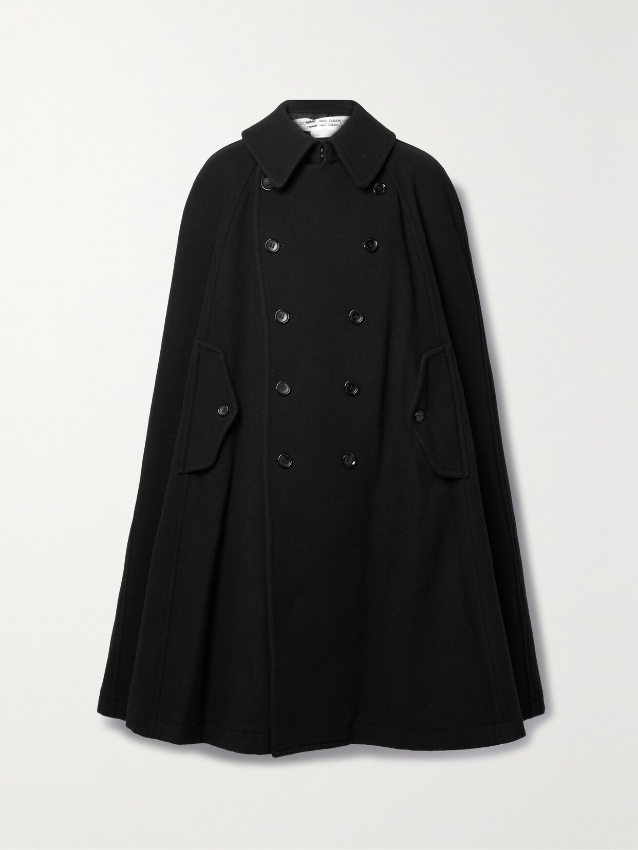 Comme des Garçons Comme des Garçons - Cape-effect Double-breasted Wool-blend Felt Coat - Black