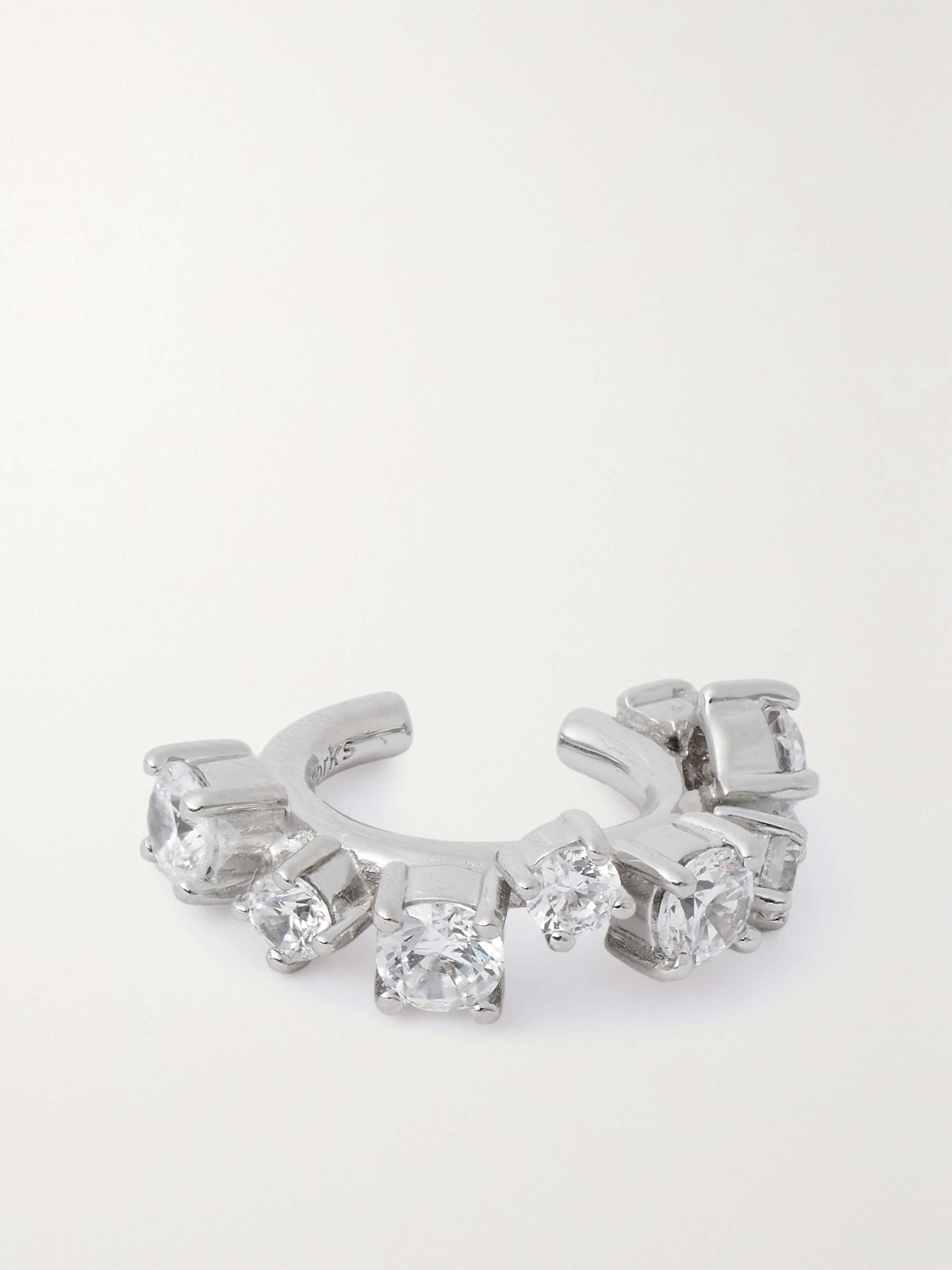 NET SUSTAIN rhodium plated recycled silver cubic zirconia ear cuff