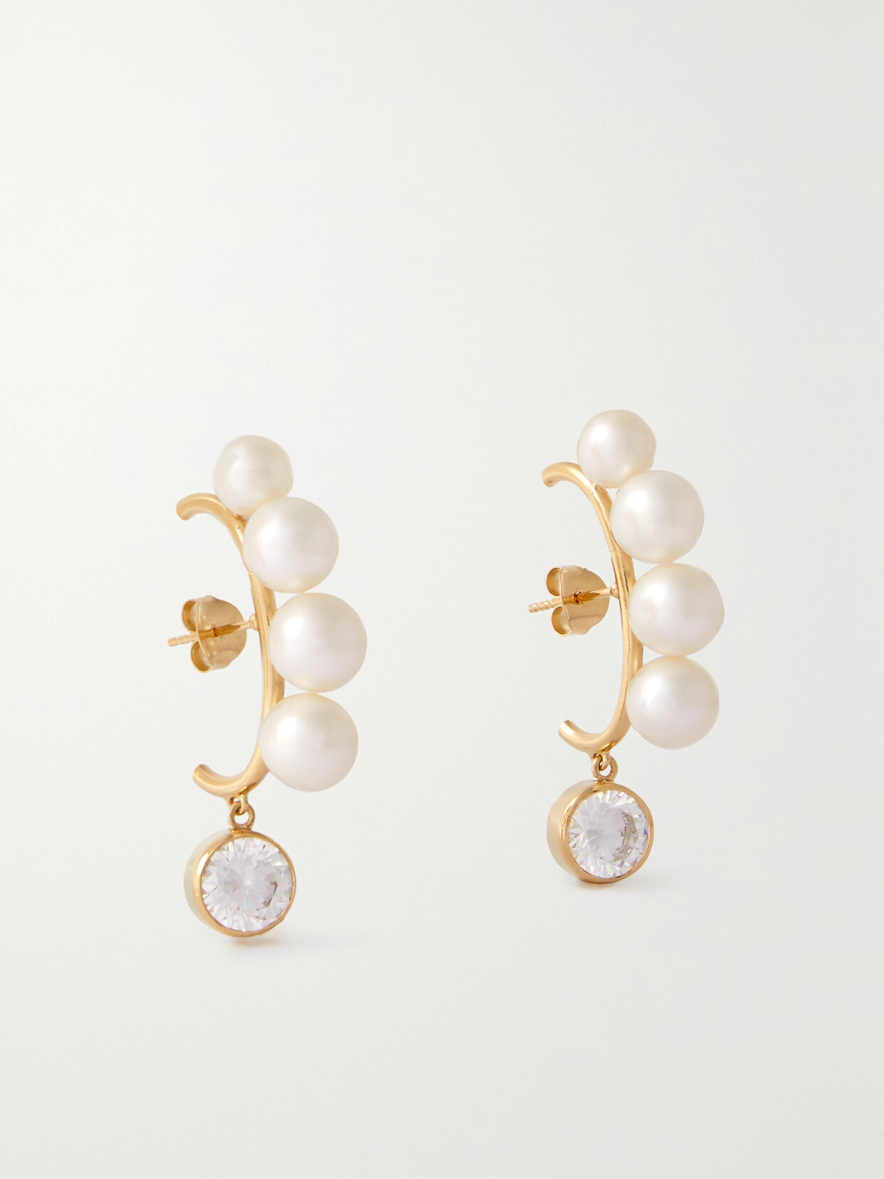 Completedworks + Net Sustain Recycled Gold Vermeil, Pearl And Cubic Zirconia Earrings In White