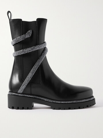 RENÉ CAOVILLA Cleo crystal-embellished leather Chelsea boots