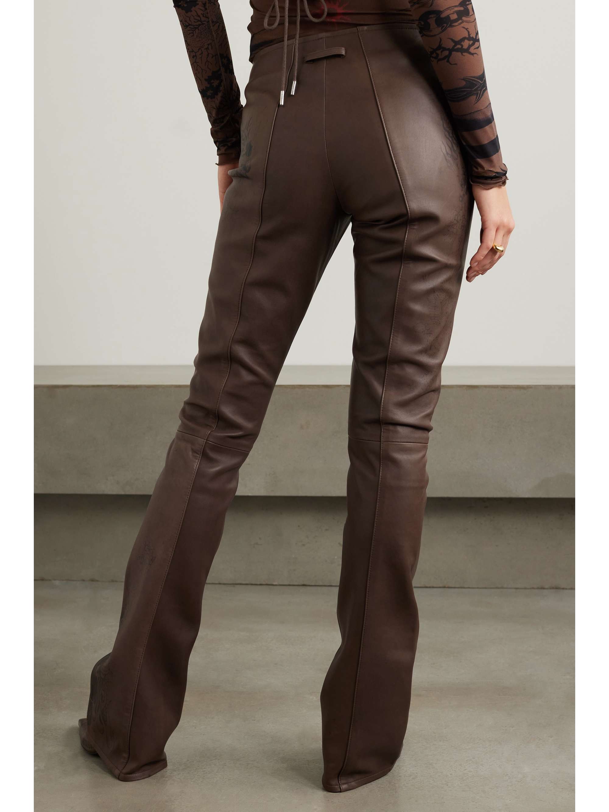 JEAN PAUL GAULTIER Printed leather bootcut pants | NET-A-PORTER