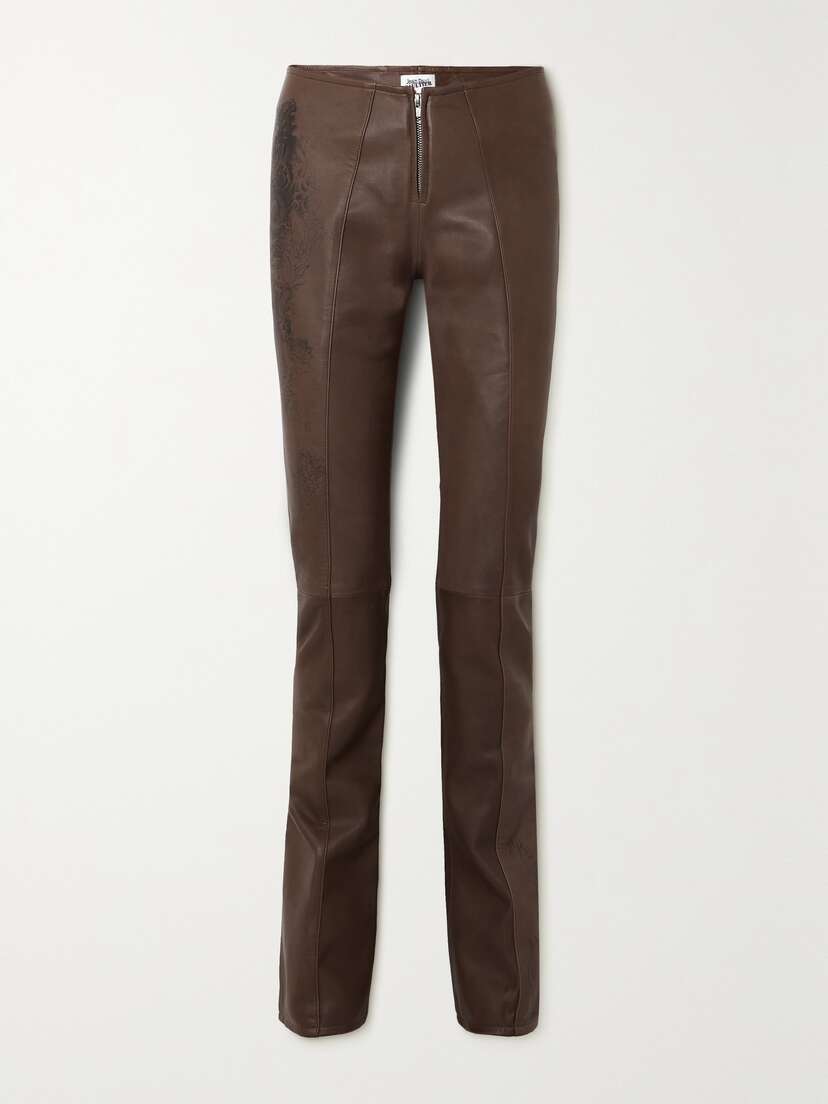 Jean Paul Gaultier Printed Leather Bootcut Pants