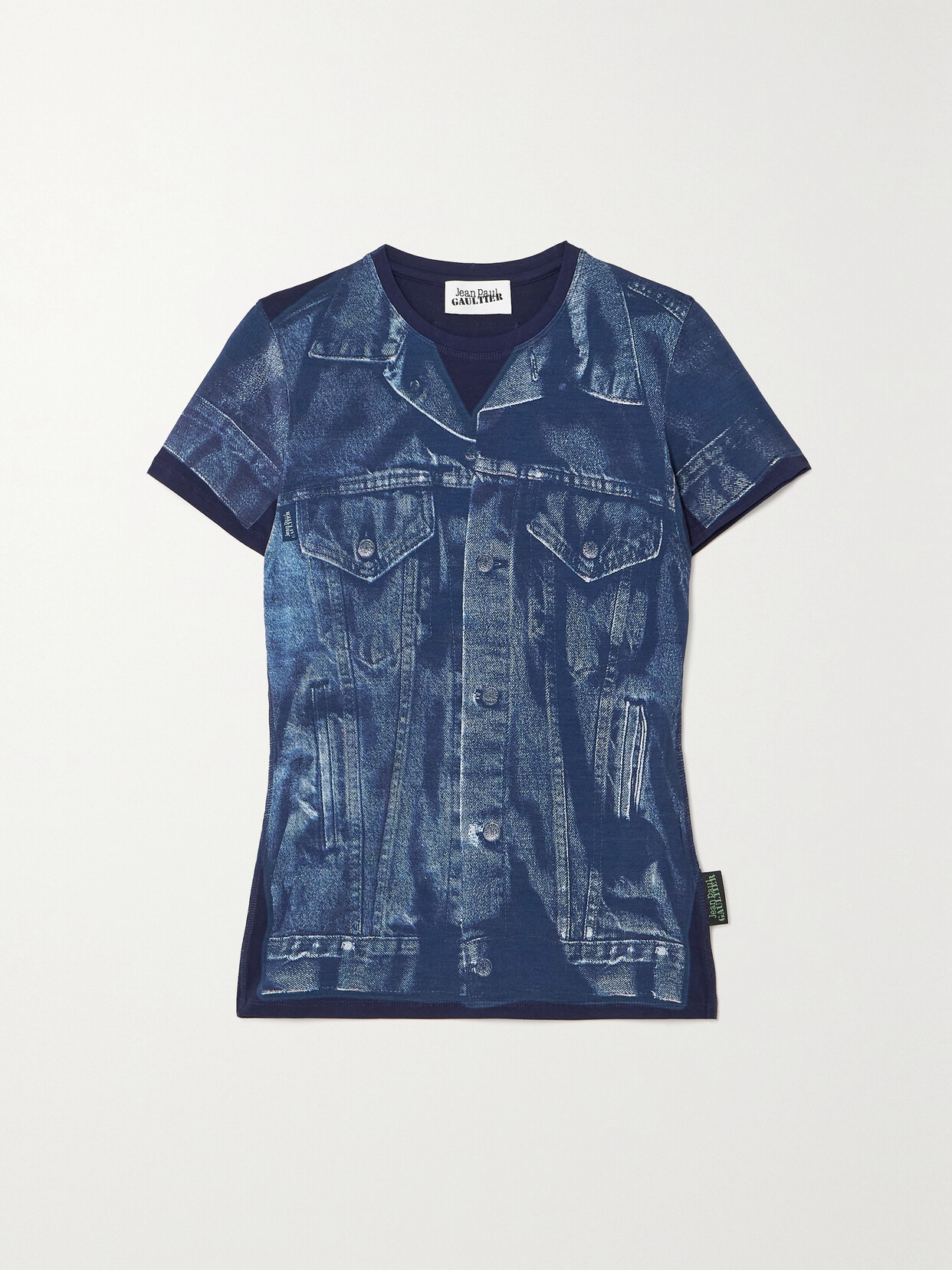 Jean Paul Gaultier Trompe L'oeil Printed Cotton-jersey T-shirt In Blue