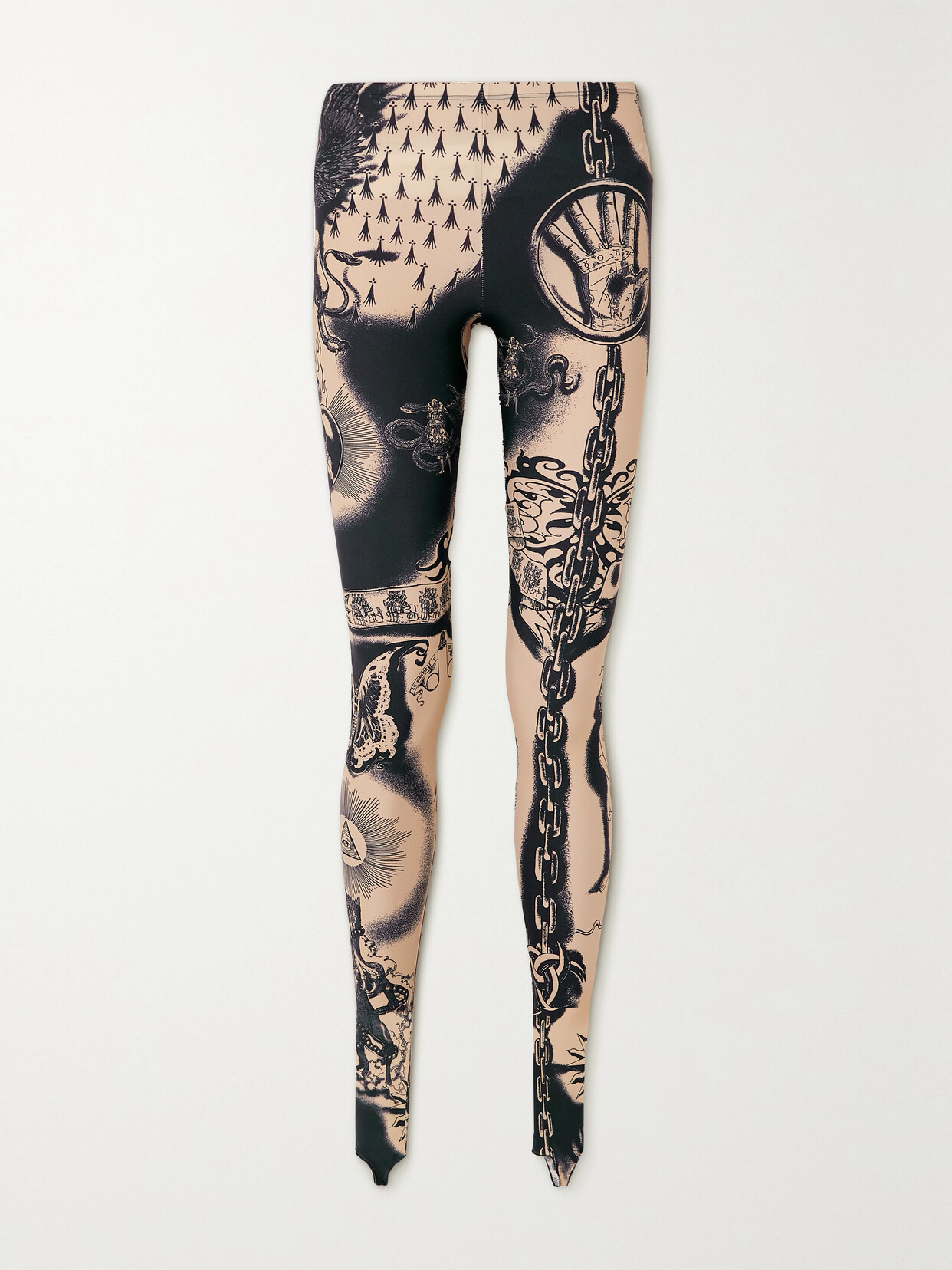 Jean Paul Gaultier Heraldique Printed Stretch-jersey Leggings In Neutrals