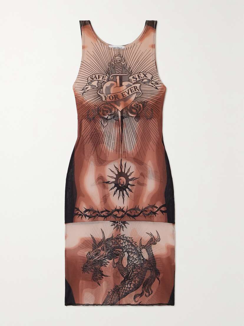 Jean Paul Gaultier Printed Tulle Mini Dress