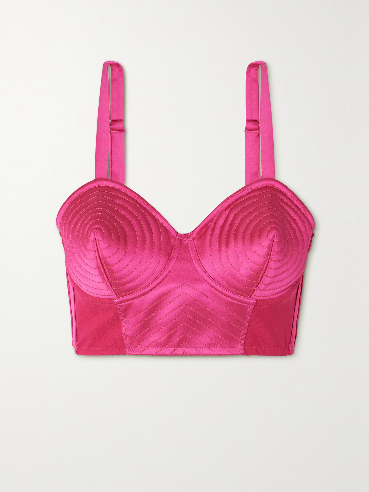 Jean Paul Gaultier - Iconic Cropped Duchesse-satin Bustier Top - Pink