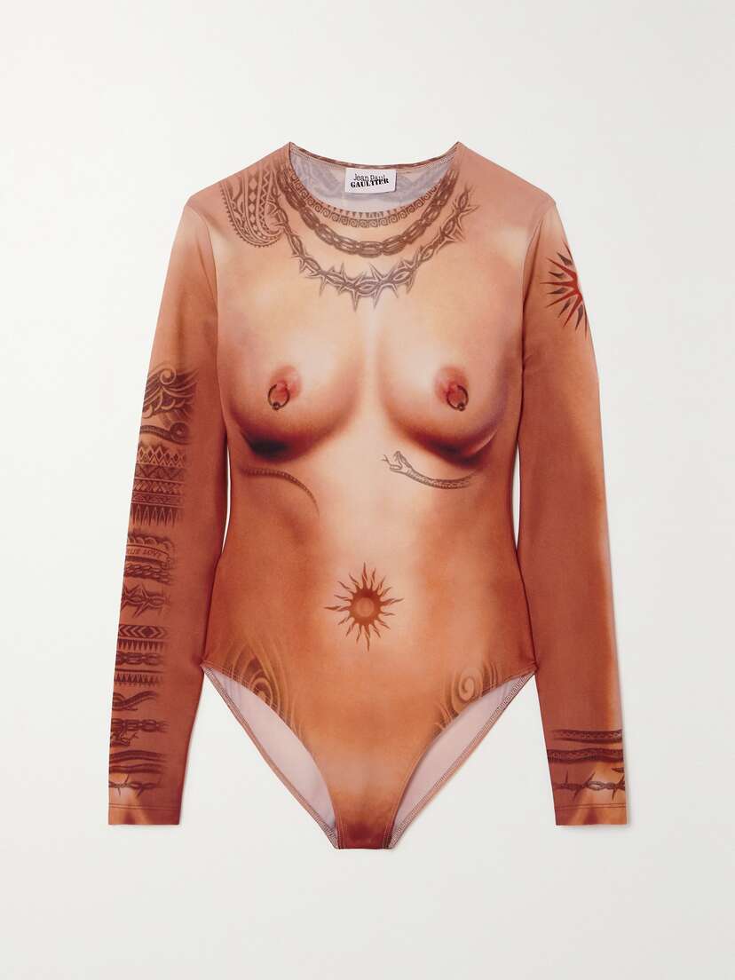 Jean Paul Gaultier Trompe L'oeil Printed Stretch-jersey Bodysuit