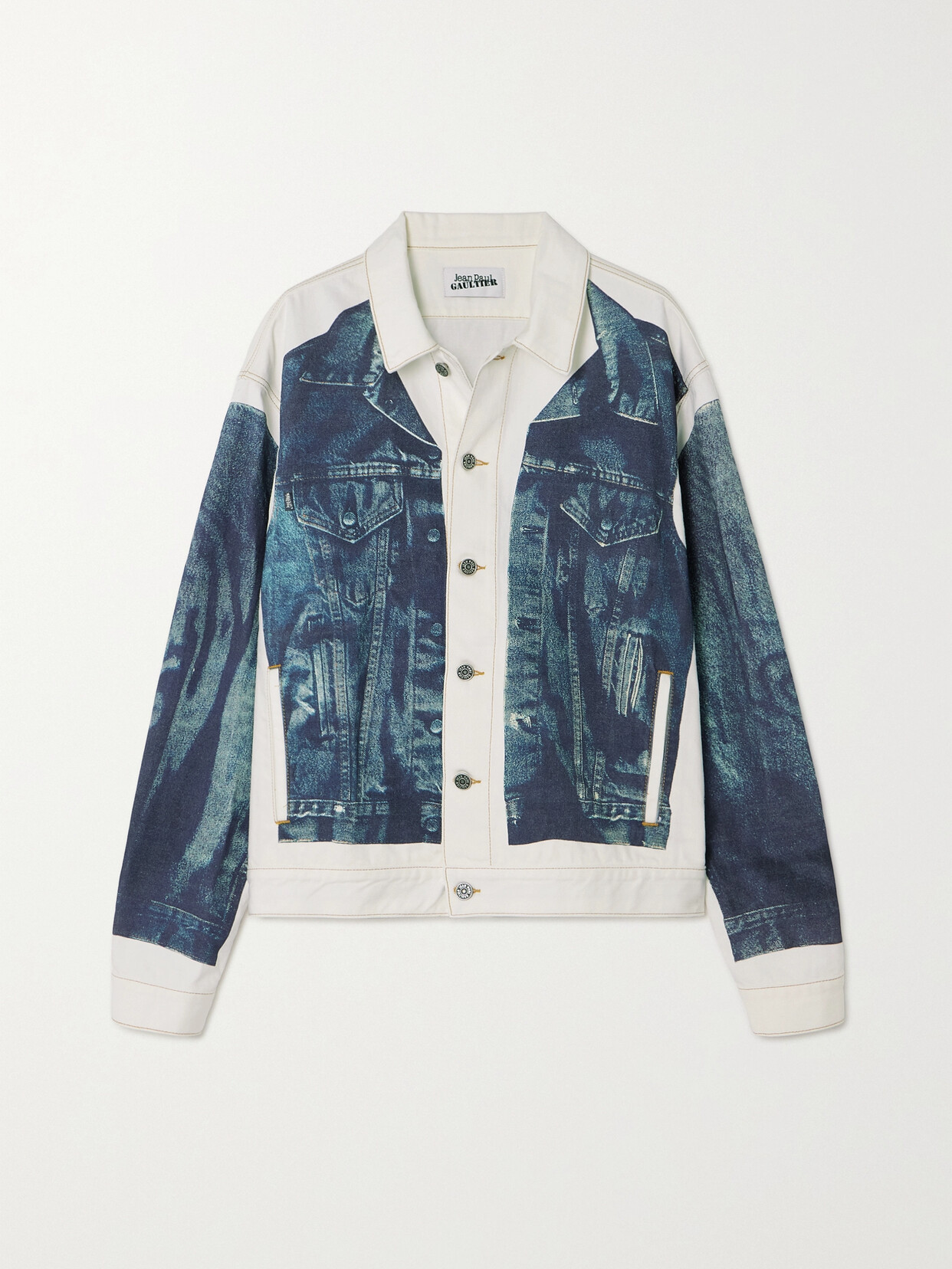 Shop Jean Paul Gaultier Trompe L'oeil Printed Denim Jacket In Blue