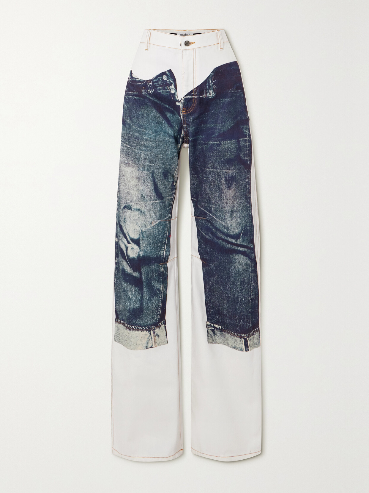 Jean Paul Gaultier Printed High-rise Wide-leg Jeans - Blue