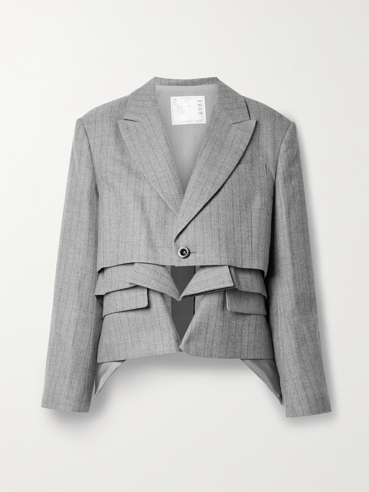 Sacai - Layered Pinstriped Wool-twill Blazer - Gray