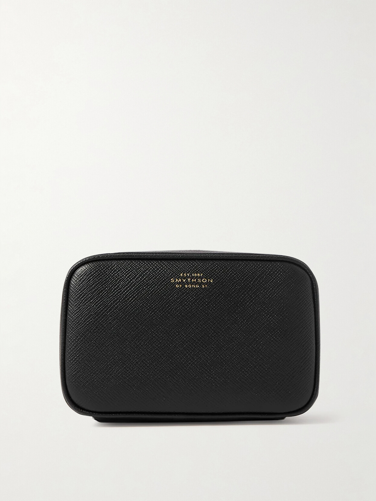 Smythson Panama Textured-leather Cosmetic Case In Black