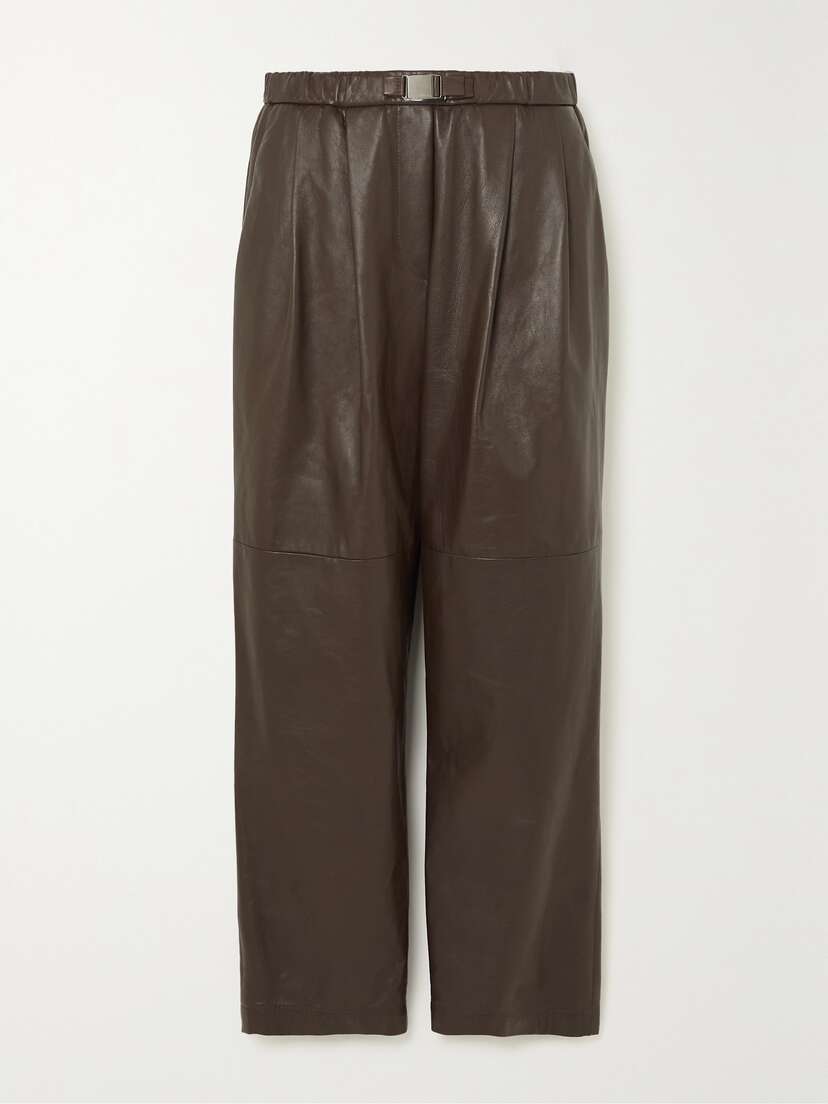 Brunello Cucinelli Belted Leather Tapered Pants