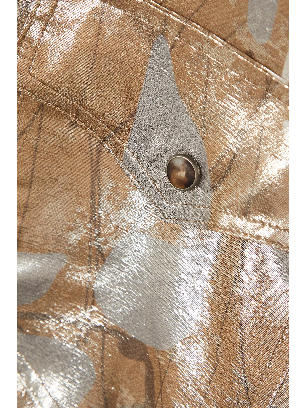 Brunello Cucinelli Metallic Laminated-print Silk Western Blouse In Metallic