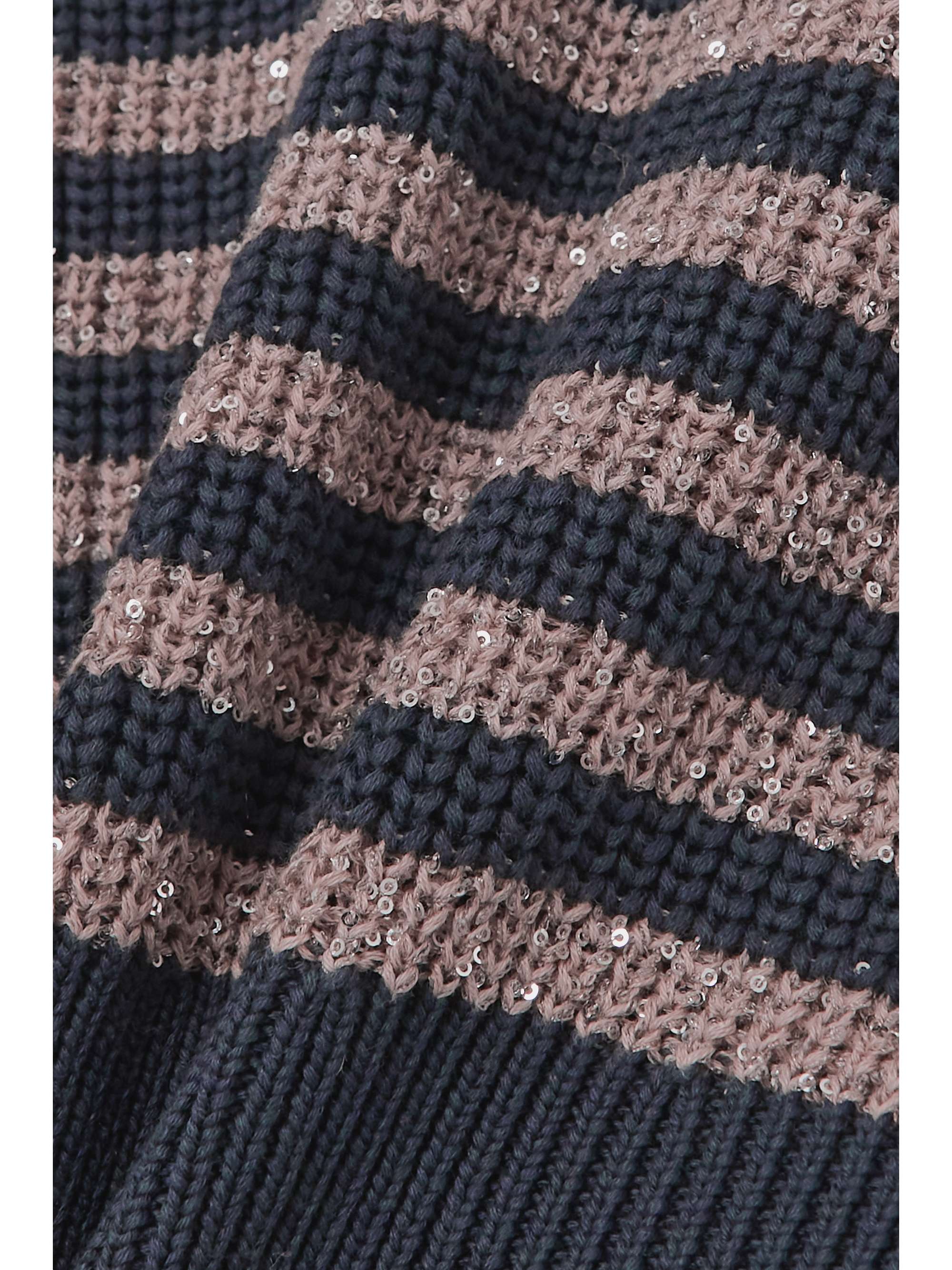 BRUNELLO CUCINELLI Sequin-embellished striped ribbed cotton vest