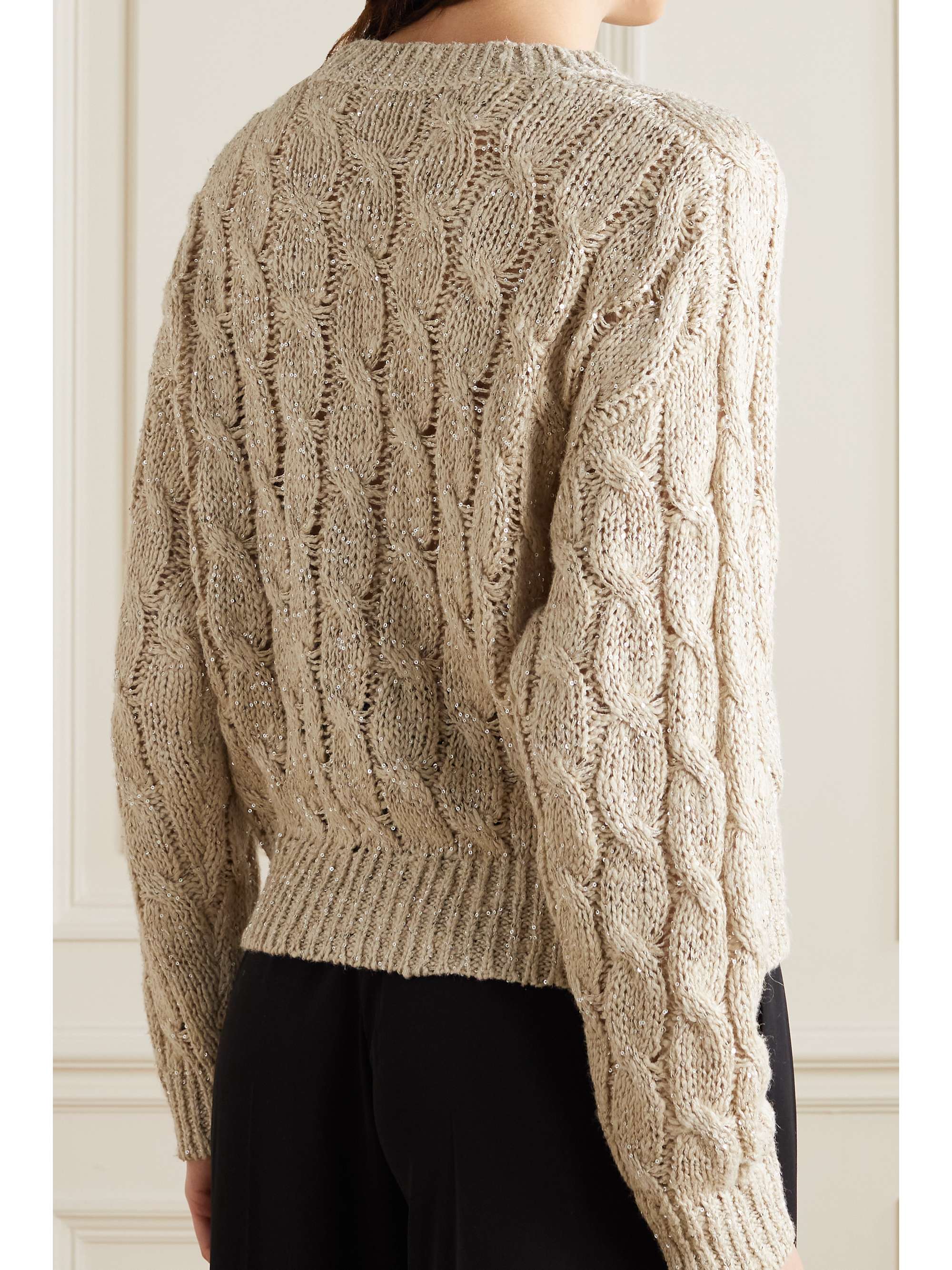 BRUNELLO CUCINELLI Sequin-embellished cable-knit sweater | NET-A-PORTER