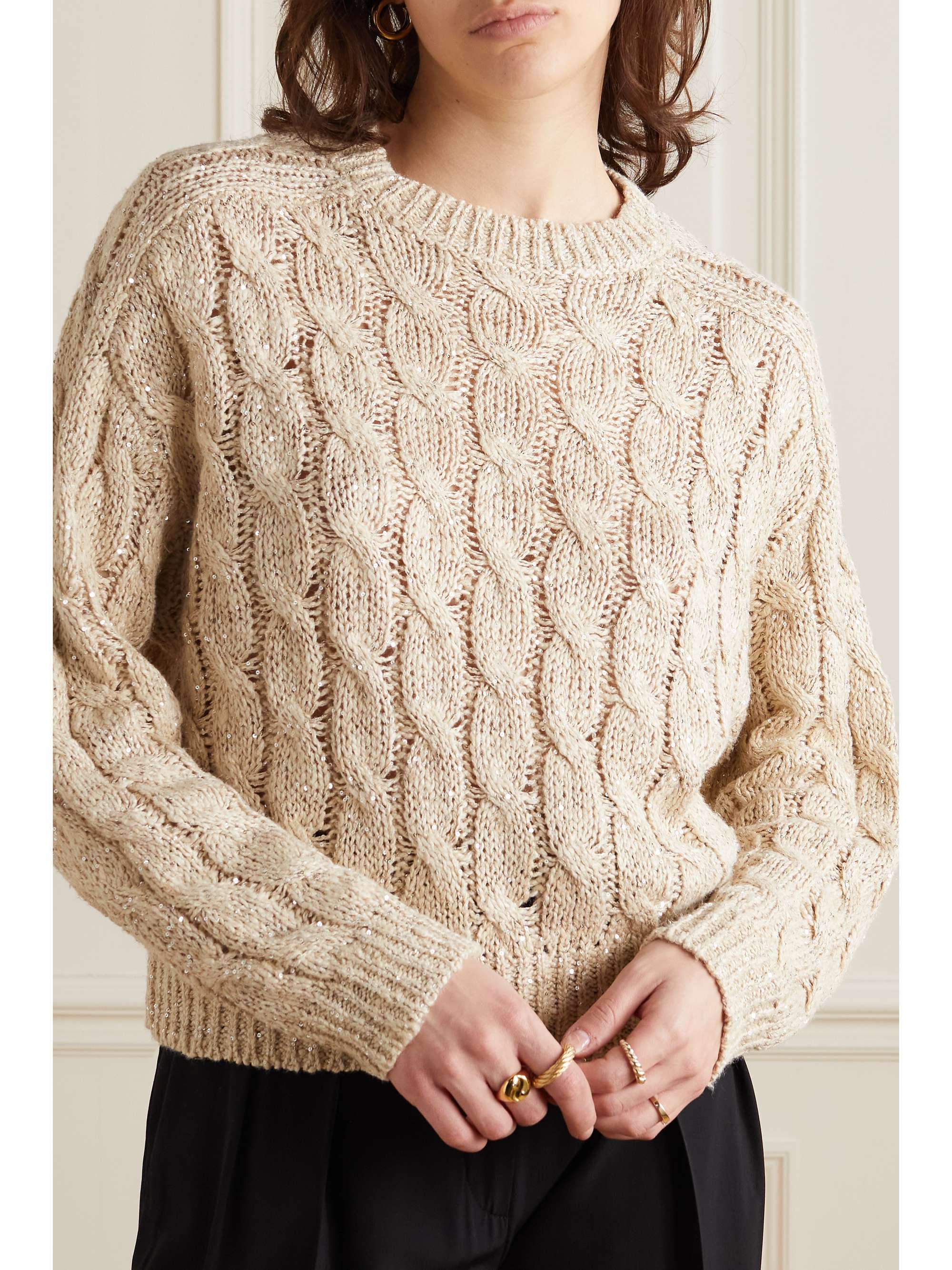 BRUNELLO CUCINELLI Sequin-embellished cable-knit sweater