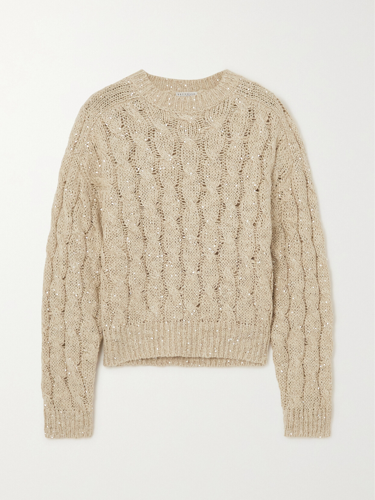 Brunello Cucinelli - Sequin-embellished Cable-knit Sweater - Neutrals