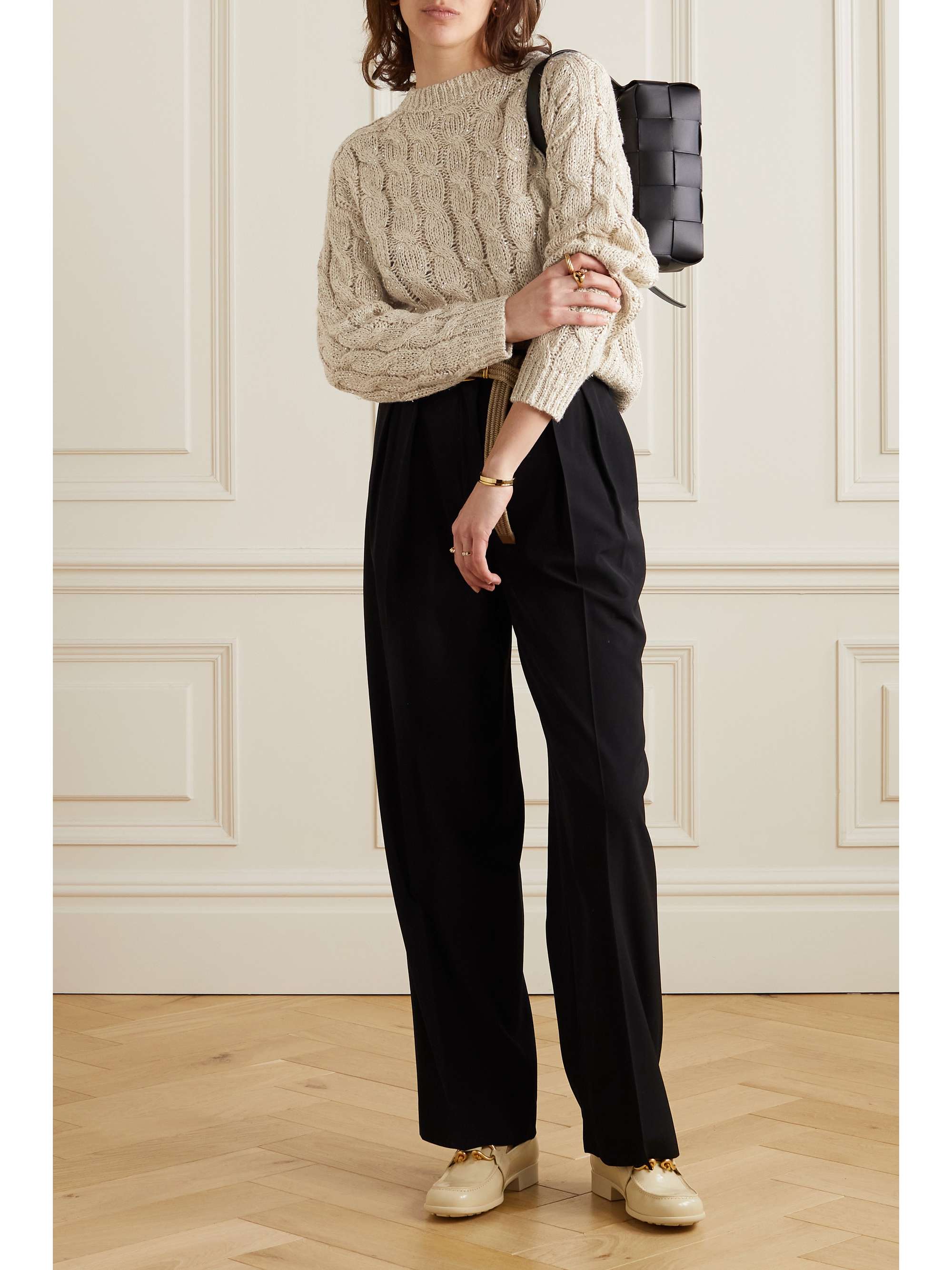 BRUNELLO CUCINELLI Sequin-embellished cable-knit sweater | NET-A-PORTER