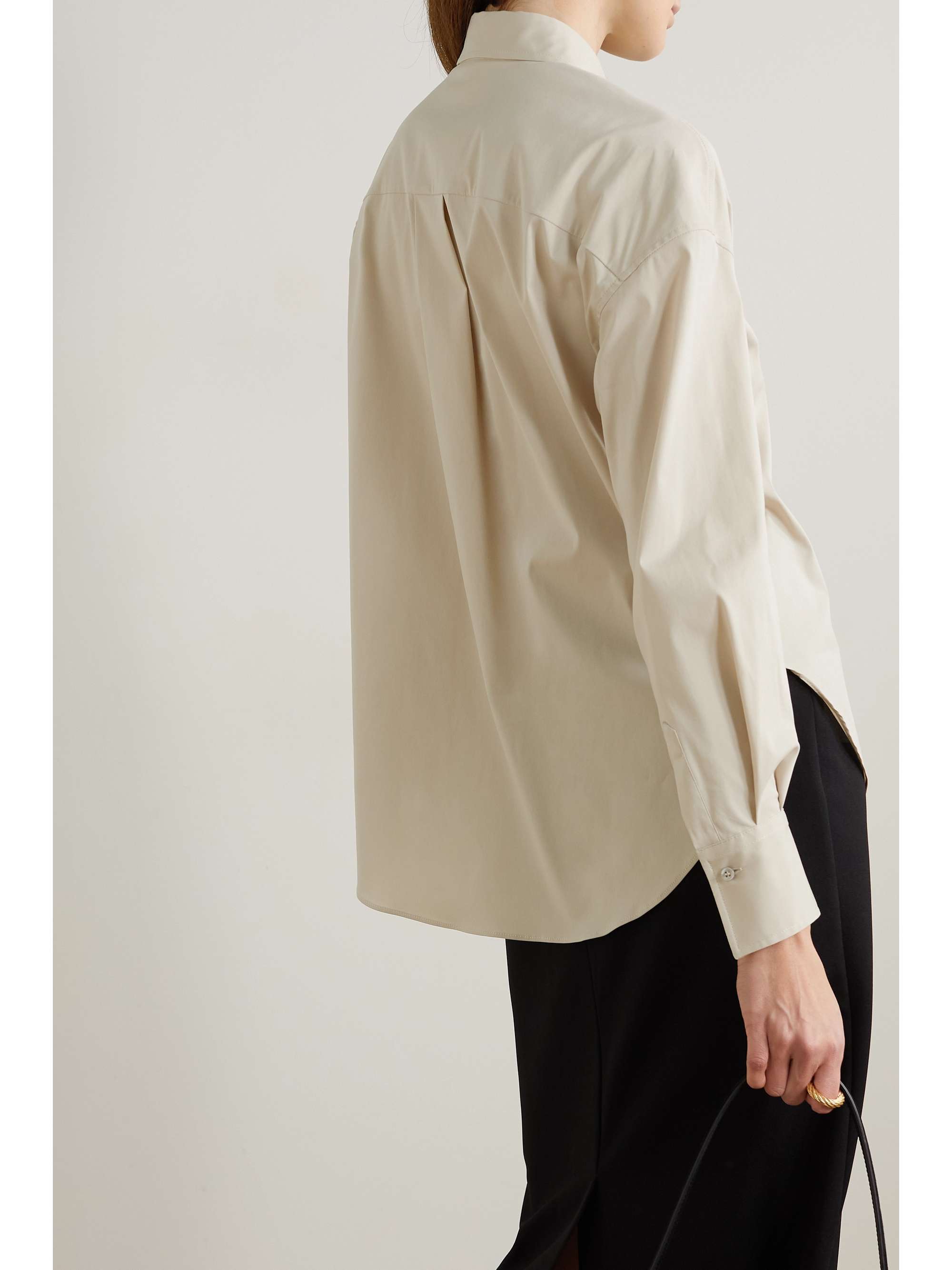 BRUNELLO CUCINELLI Bead-embellished cotton-blend poplin shirt