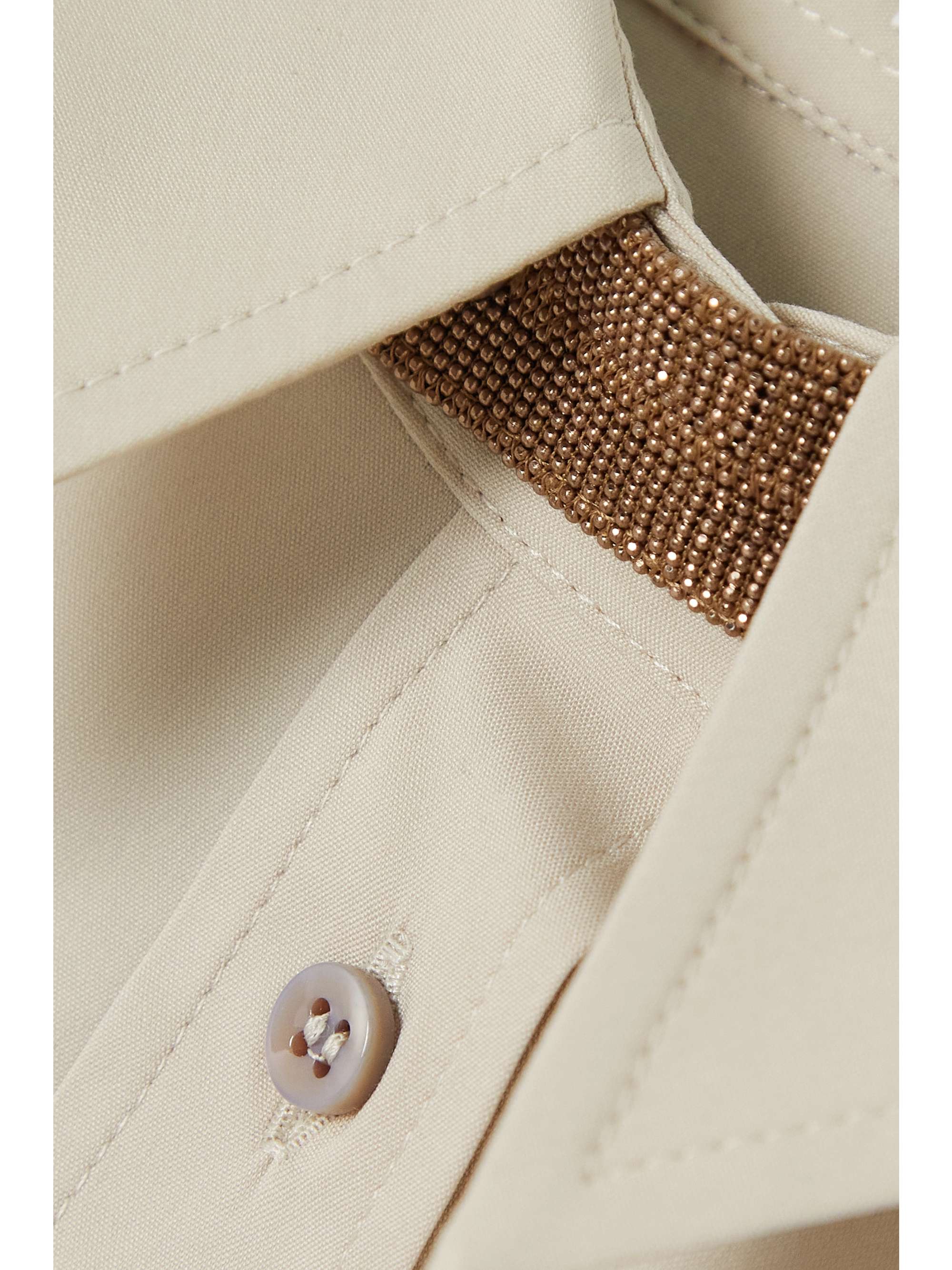 BRUNELLO CUCINELLI Bead-embellished cotton-blend poplin shirt